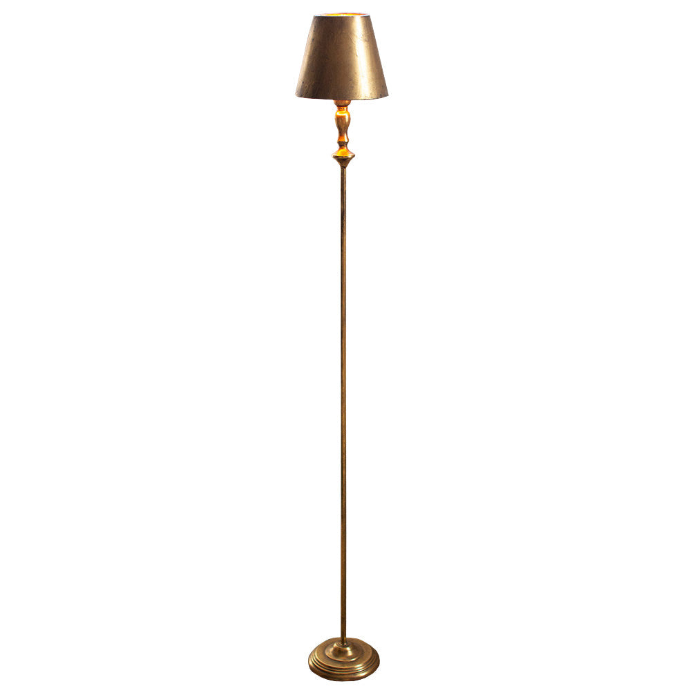 Antique Gold Finish Floor Lamp With Metal Shade