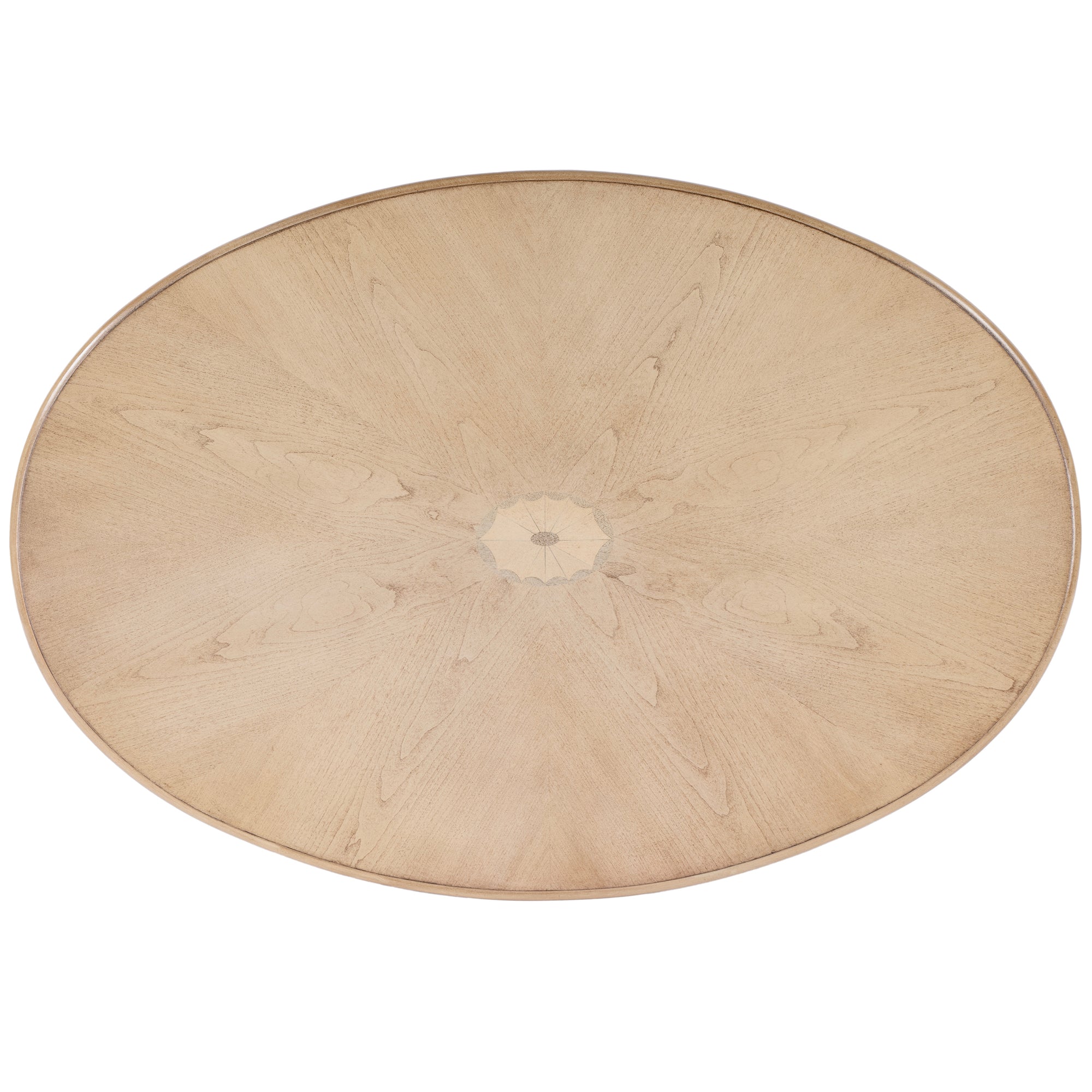 Beige Light Wood Traditional Oval Coffee Table