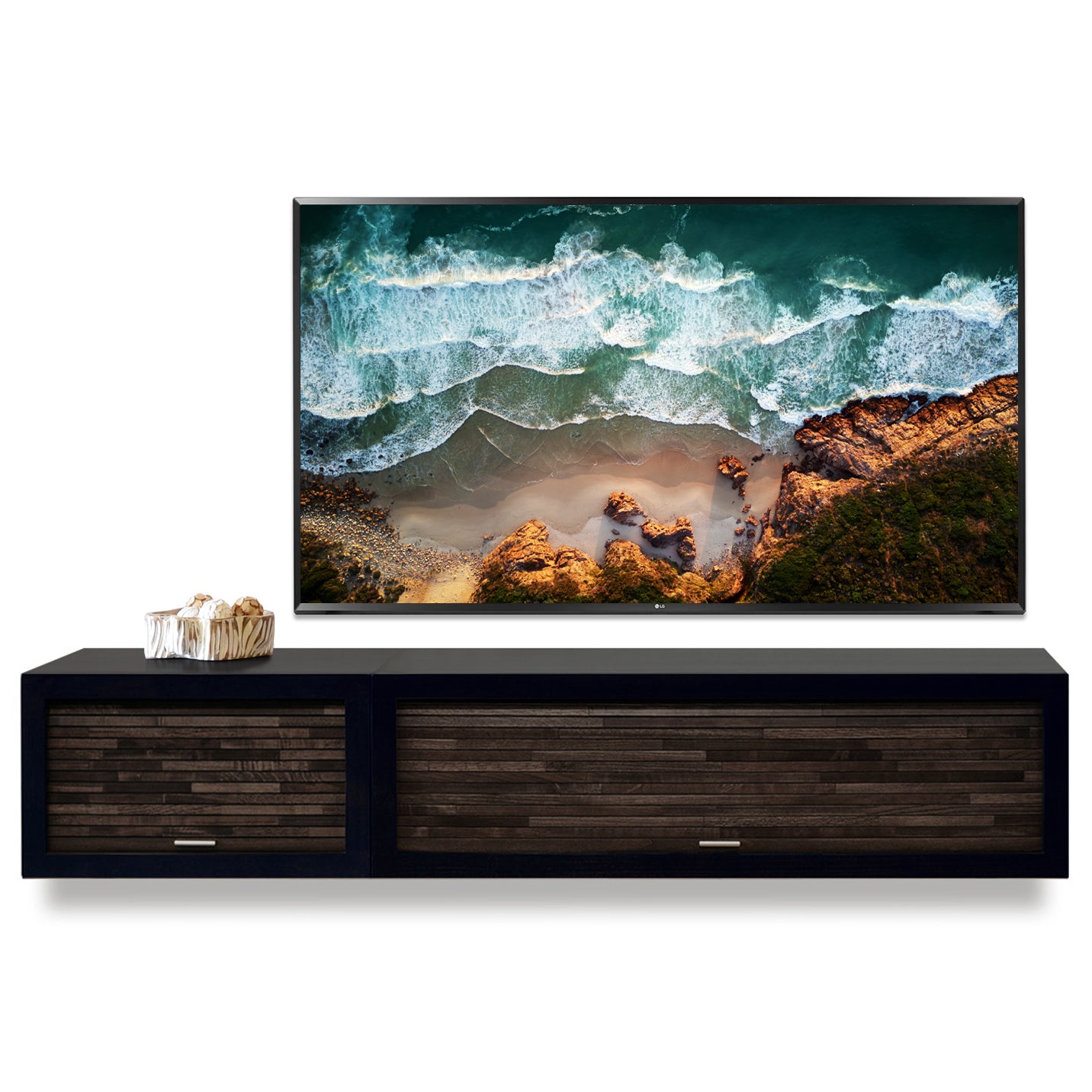 Black Floating TV Stand Wall Mount Entertainment Center Media Console - ECO GEO