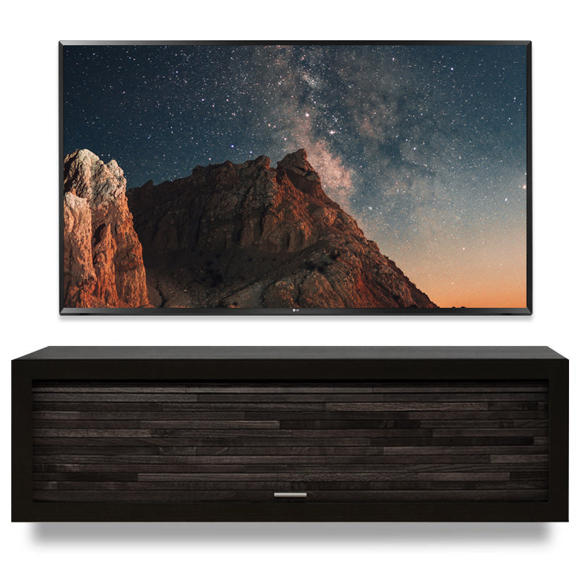 Black Handcrafted Floating TV Stand Modern Media Console - ECO GEO