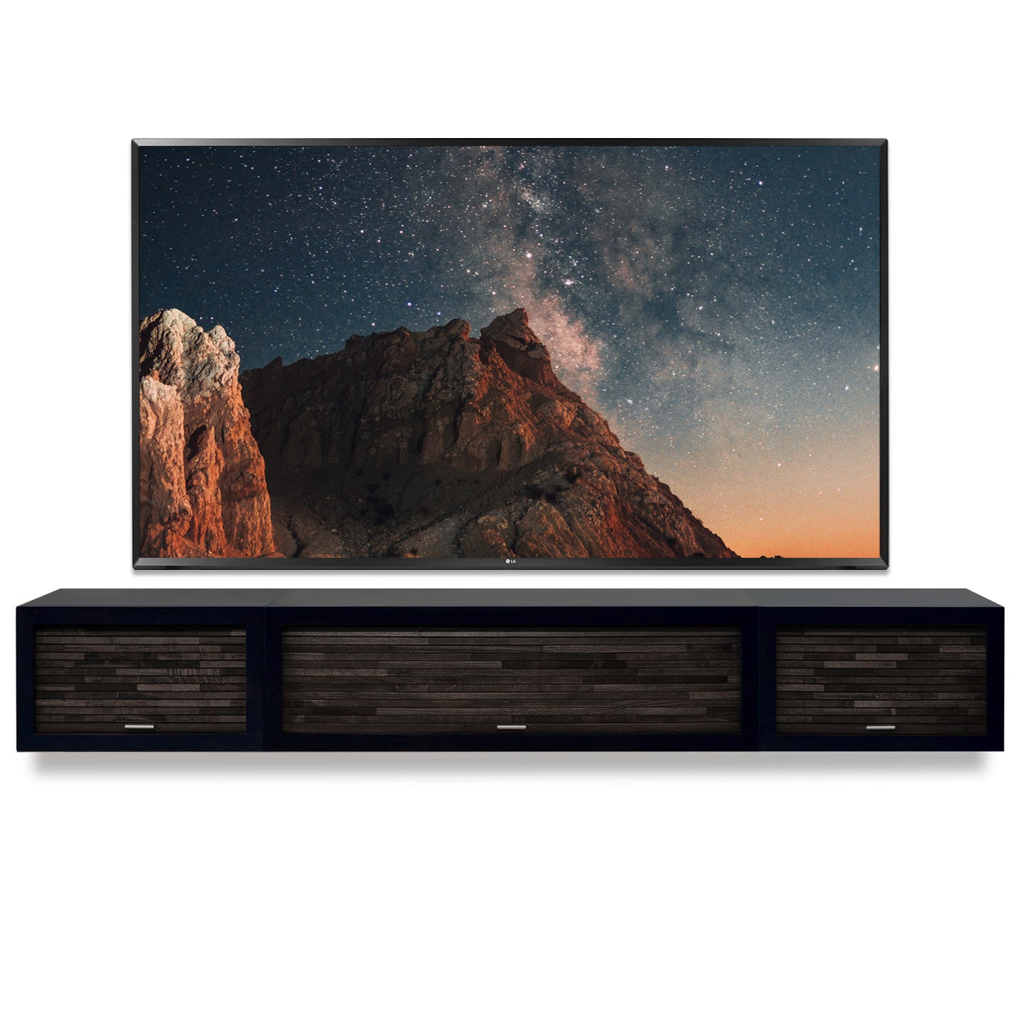 Black Floating TV Stand Modern Wall Mount Floating Entertainment Center - ECO GEO