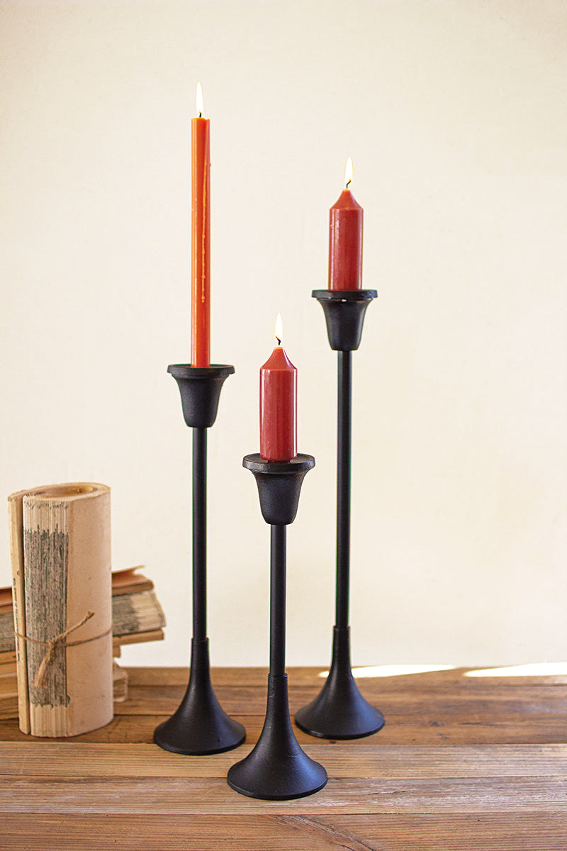 Black Metal Taper Candle Stands - Set Of 3