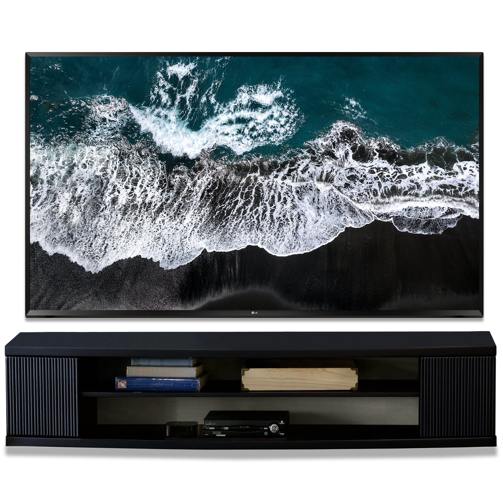 Curved Floating TV Stand - The Curve - Black