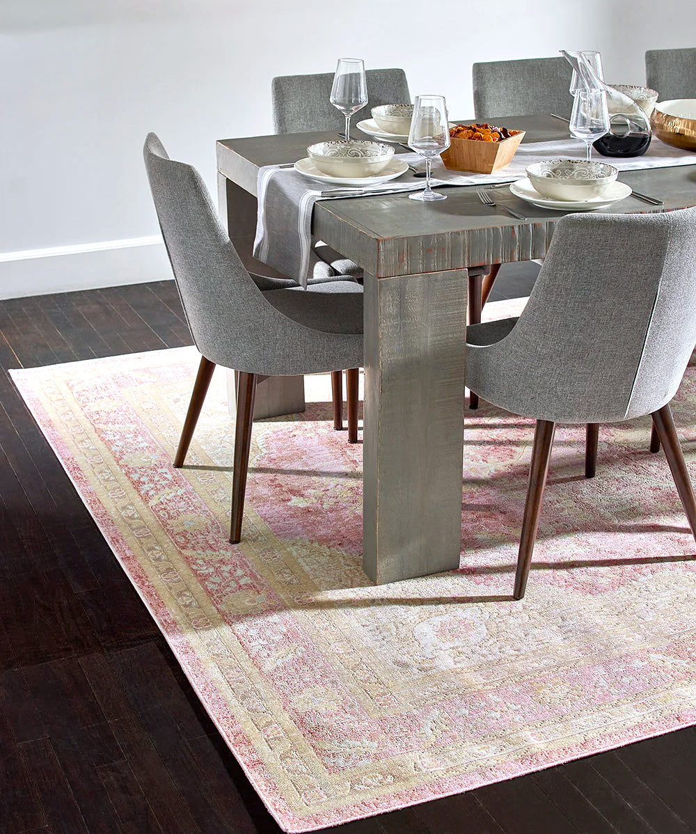 Vintage Style Faded Pink Area Rug