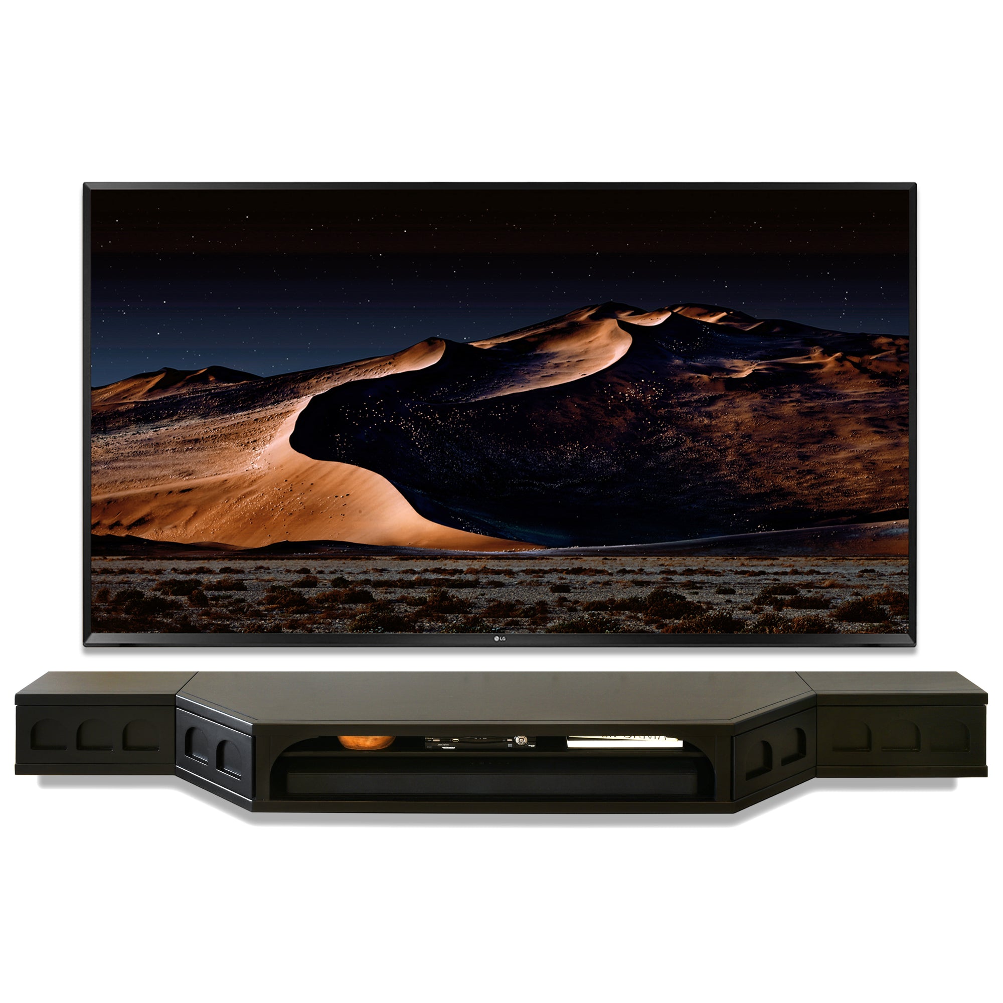 Modern Floating TV Stand Wall Mount Entertainment Center - Santa Barbara - Black