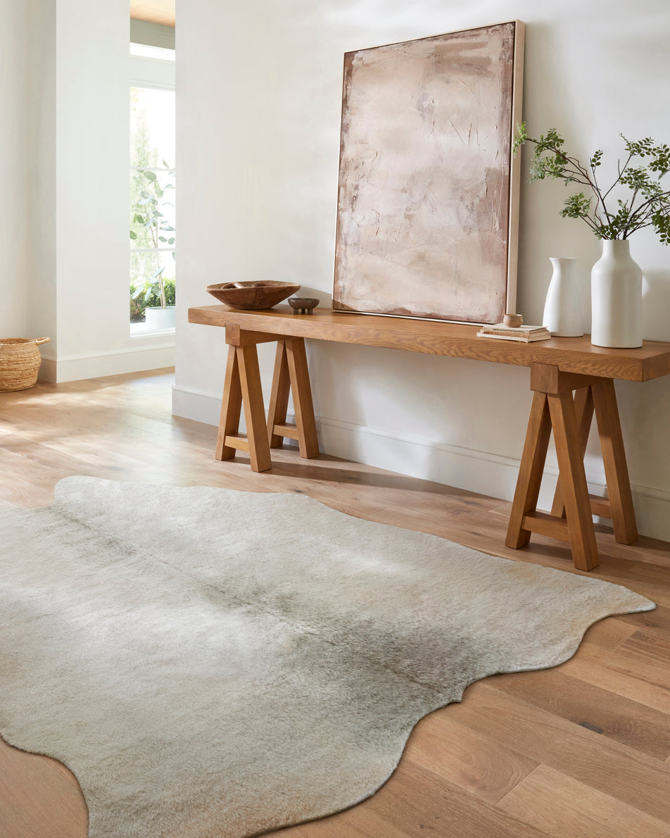 Light Gray and Tan Cowhide Rug