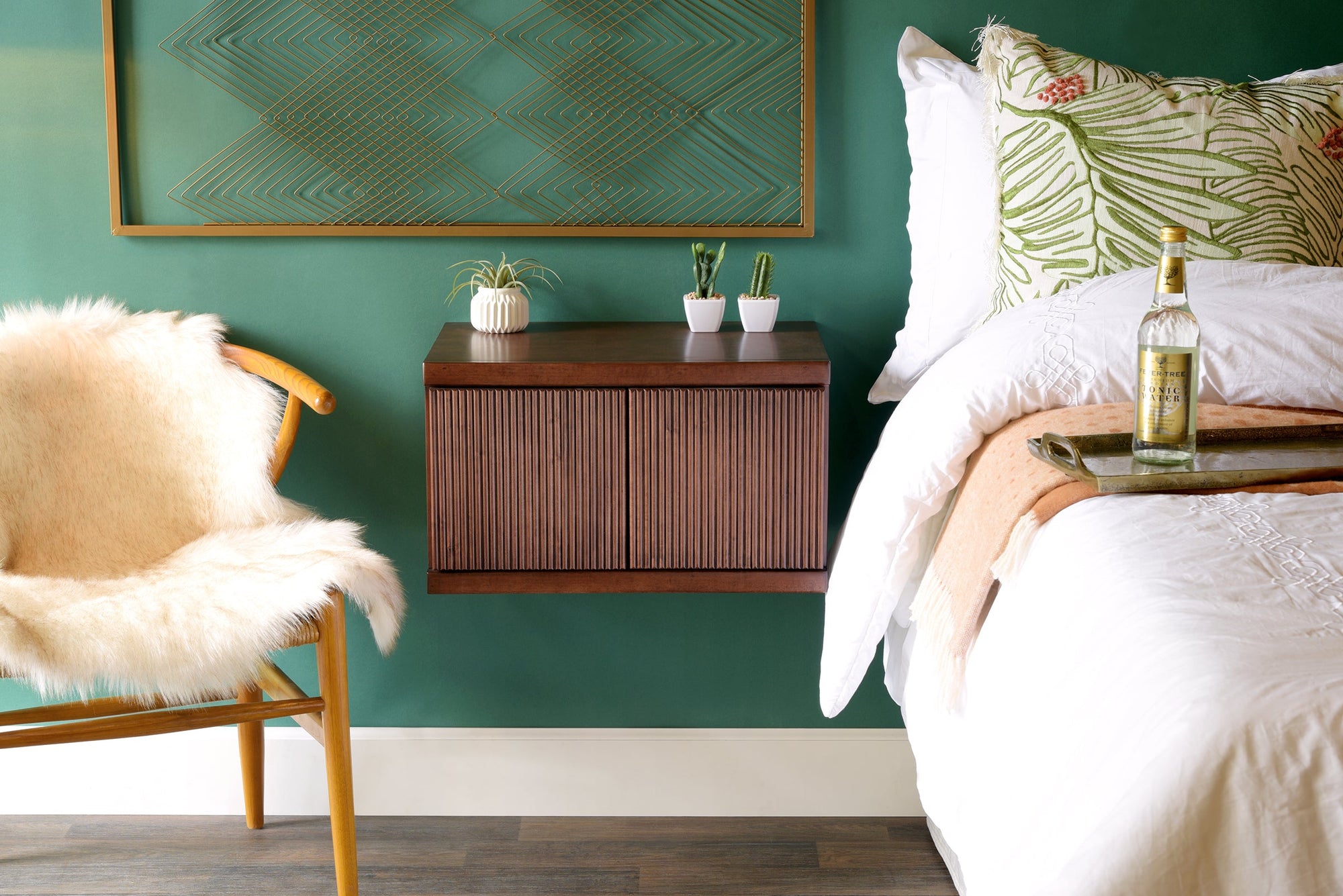 Mid Century Modern Wall Mounted Floating Nightstand - Curve - Mocha OB 50% OFF!