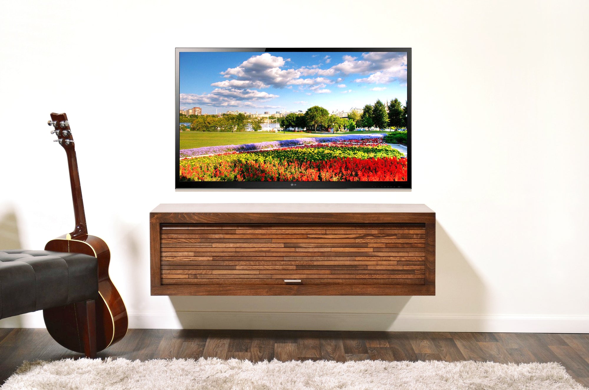 Floating TV Stand - Woodwaves - Entertainment Center - ECO GEO - Mocha