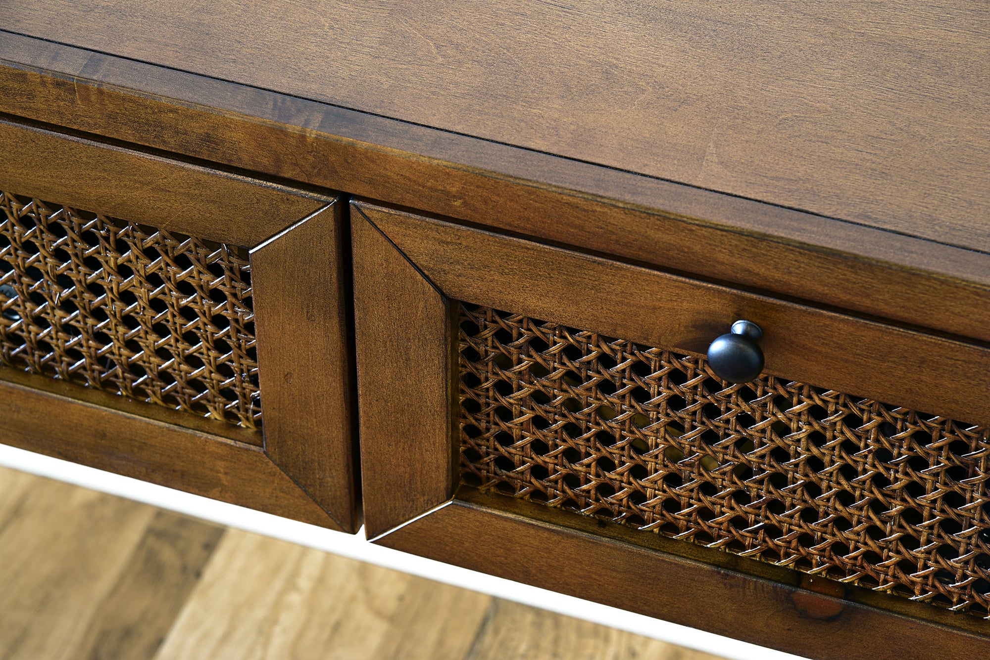Floating TV Stand - Cane Wall Mount Entertainment Center Console - Sugar Cane - Spice