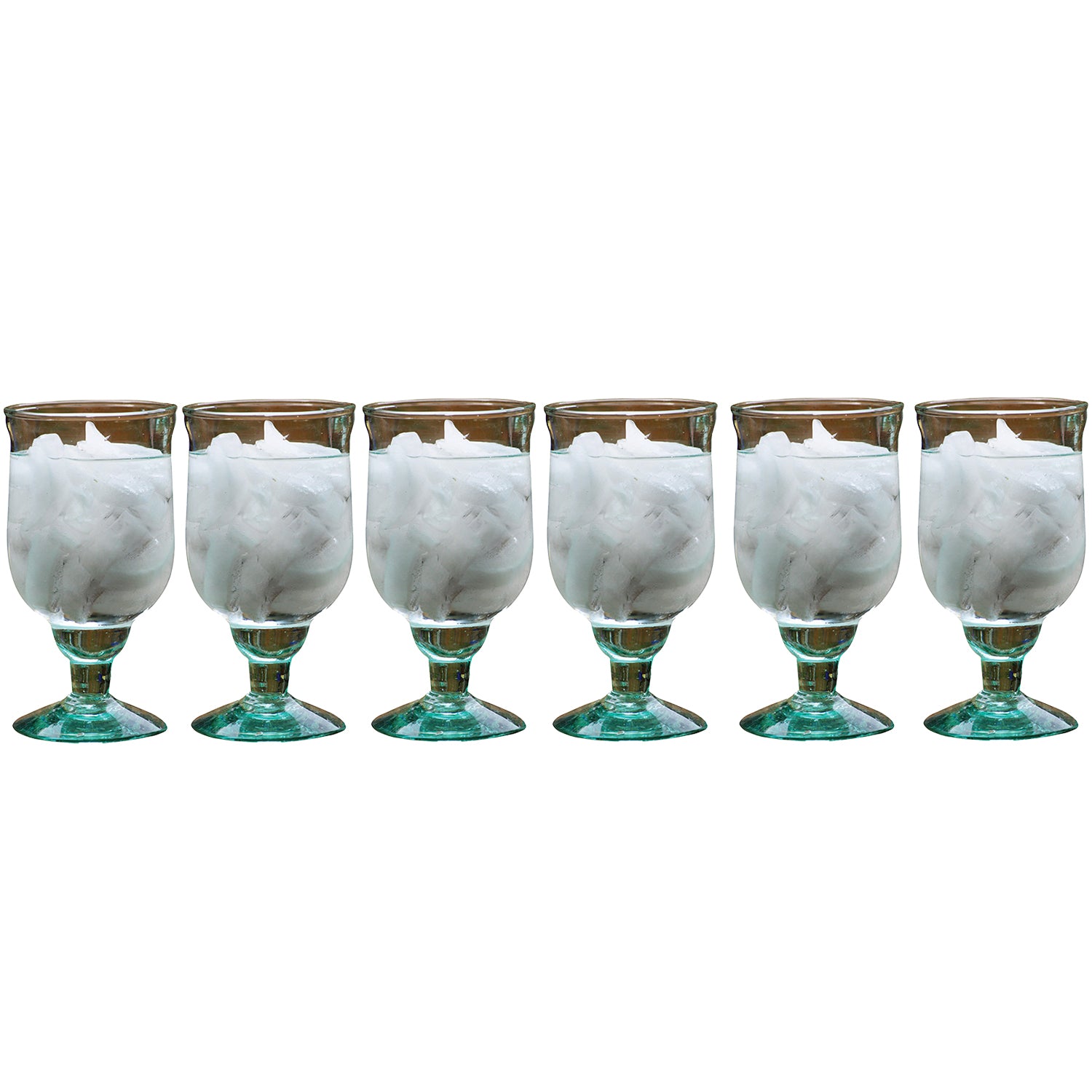 Large Blown Glass Water Goblets - Set of 6