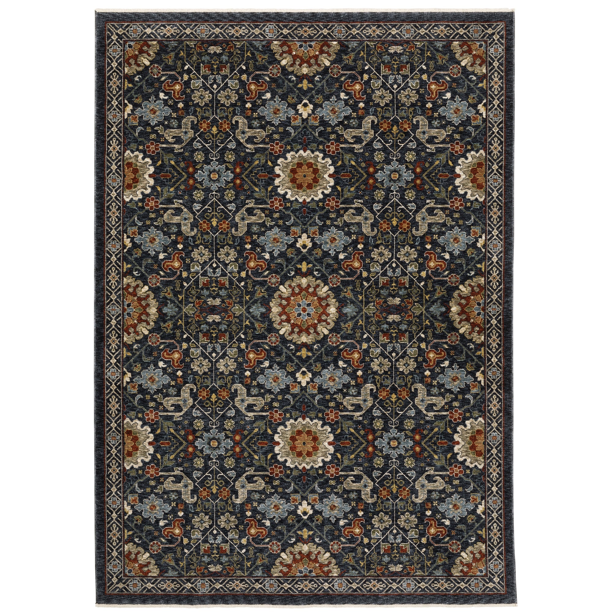 Blue Red Ivory Gold Traditional Persian Classic Area Rug