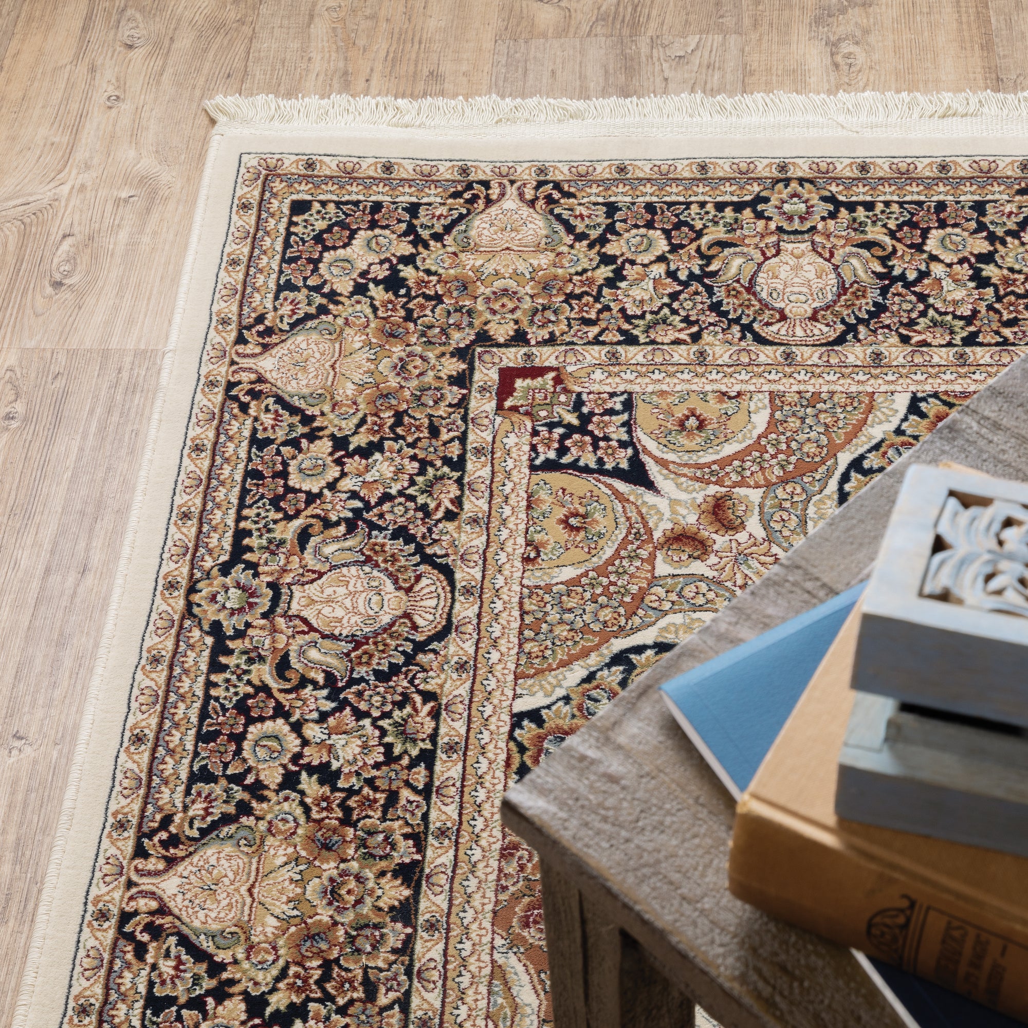 Ivory Green Gold Rust Blue Traditional Vintage Persian Area Rug
