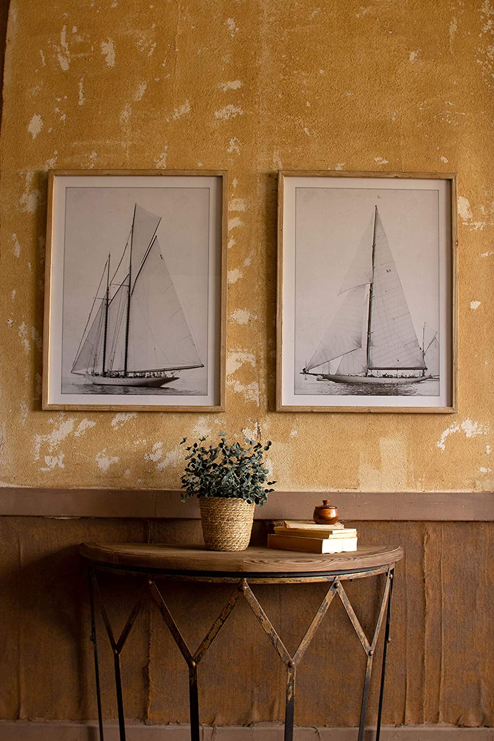 Framed Sailboat Prints Coastal Wall Art - Set of 2