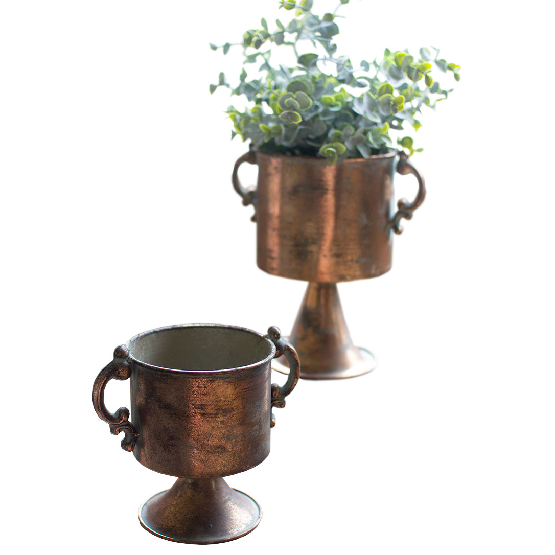 Antique Copper Finish Planters - Set of 2