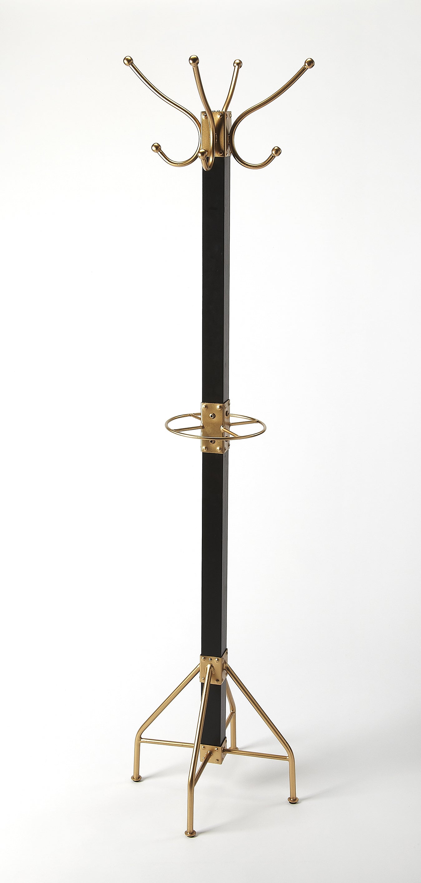 Black and Gold Mid Century Modern Coat Rack