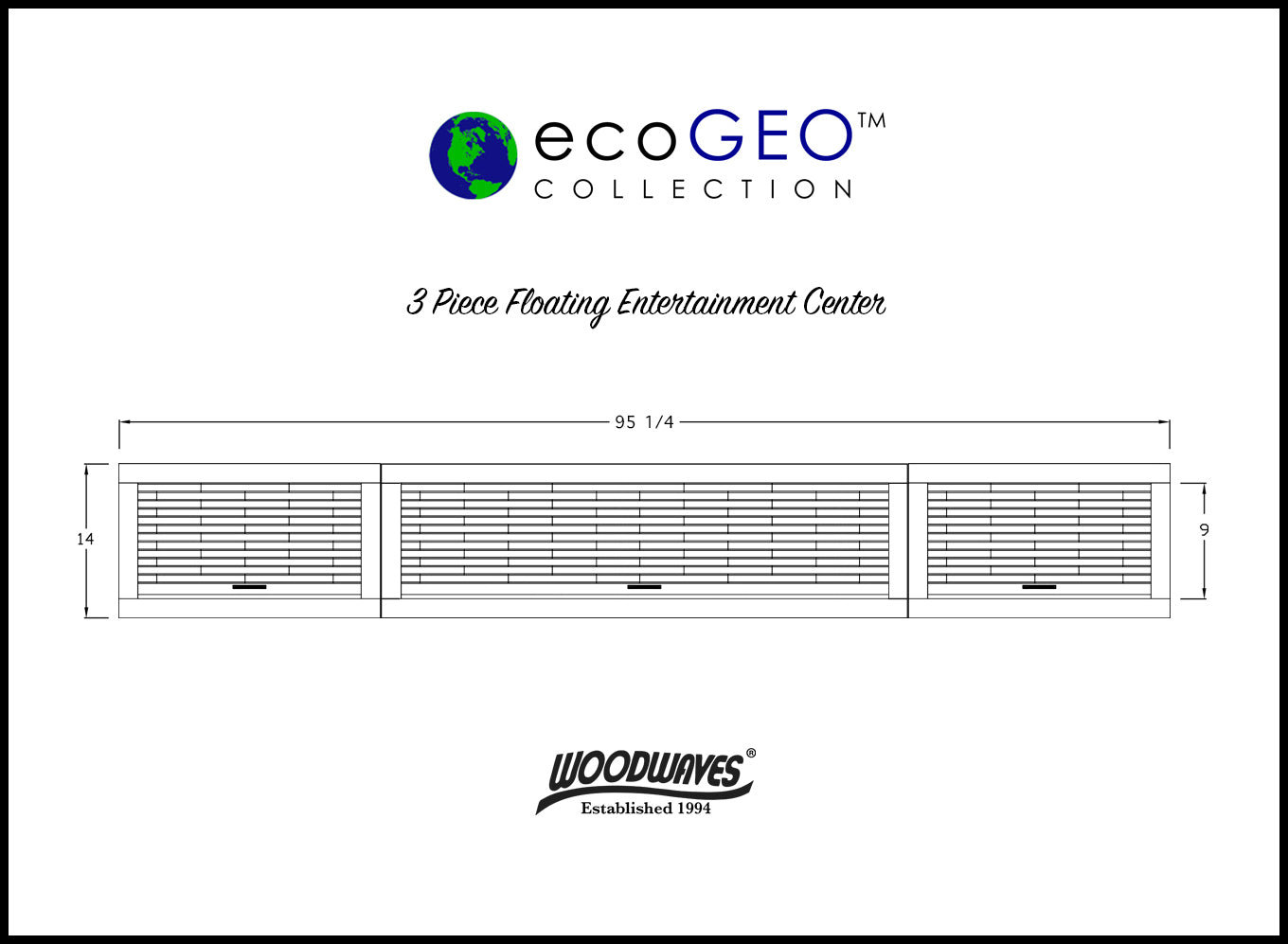 Floating TV Stand - Woodwaves - Modern Floating Entertainment Center - ECO GEO Collection - Lakewood Gray