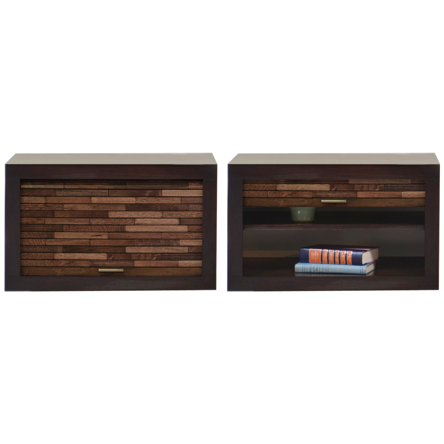 Floating Nightstands - Woodwaves - Wood Wall Mount Nightstands - ECO GEO Collection - Espresso