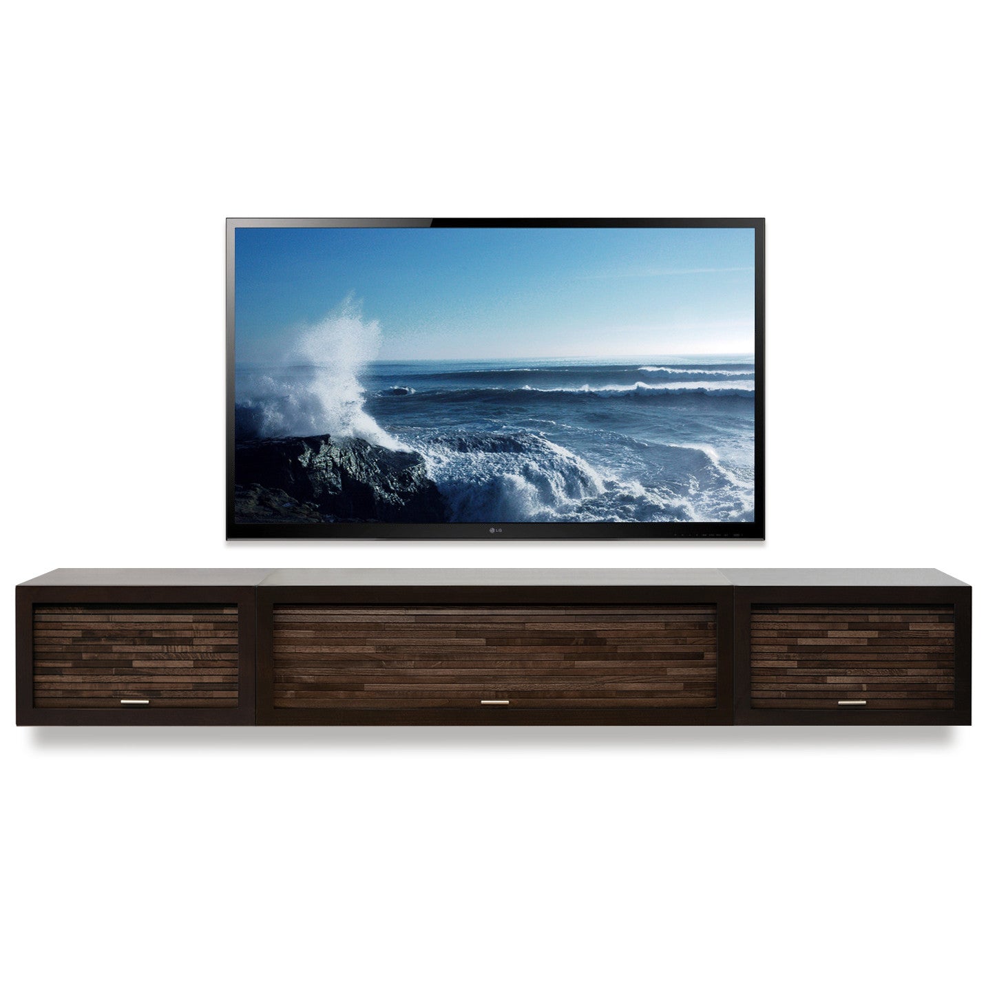 Floating TV Stand - Woodwaves - Modern Floating Entertainment Center - ECO GEO Collection - Espresso