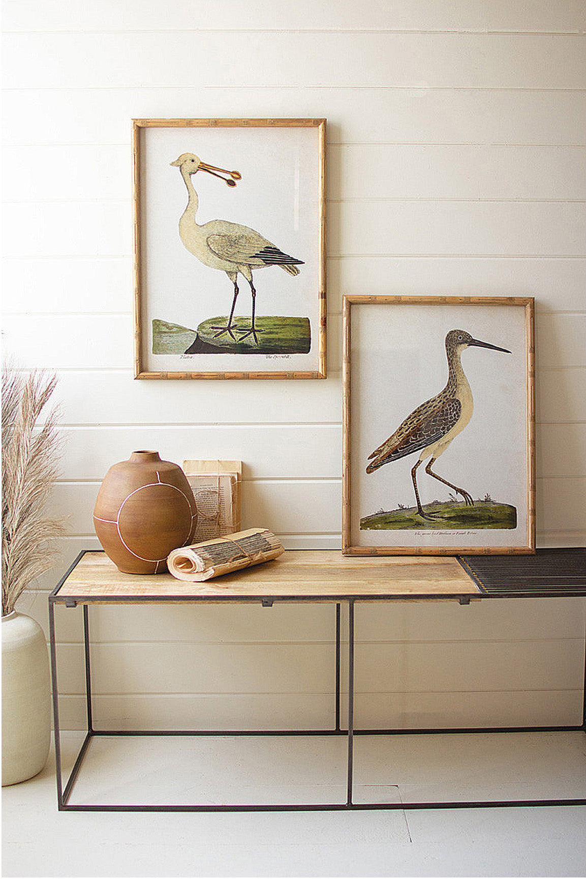 Framed Shorebirds Coastal Beach House Bird Wall Art - Set of 2