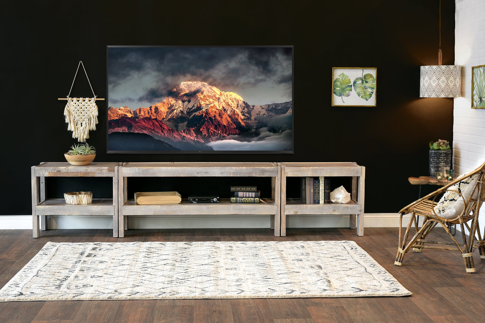 Gray Rustic Wood Reclaimed TV Stand Entertainment Center - presEARTH Lakewood