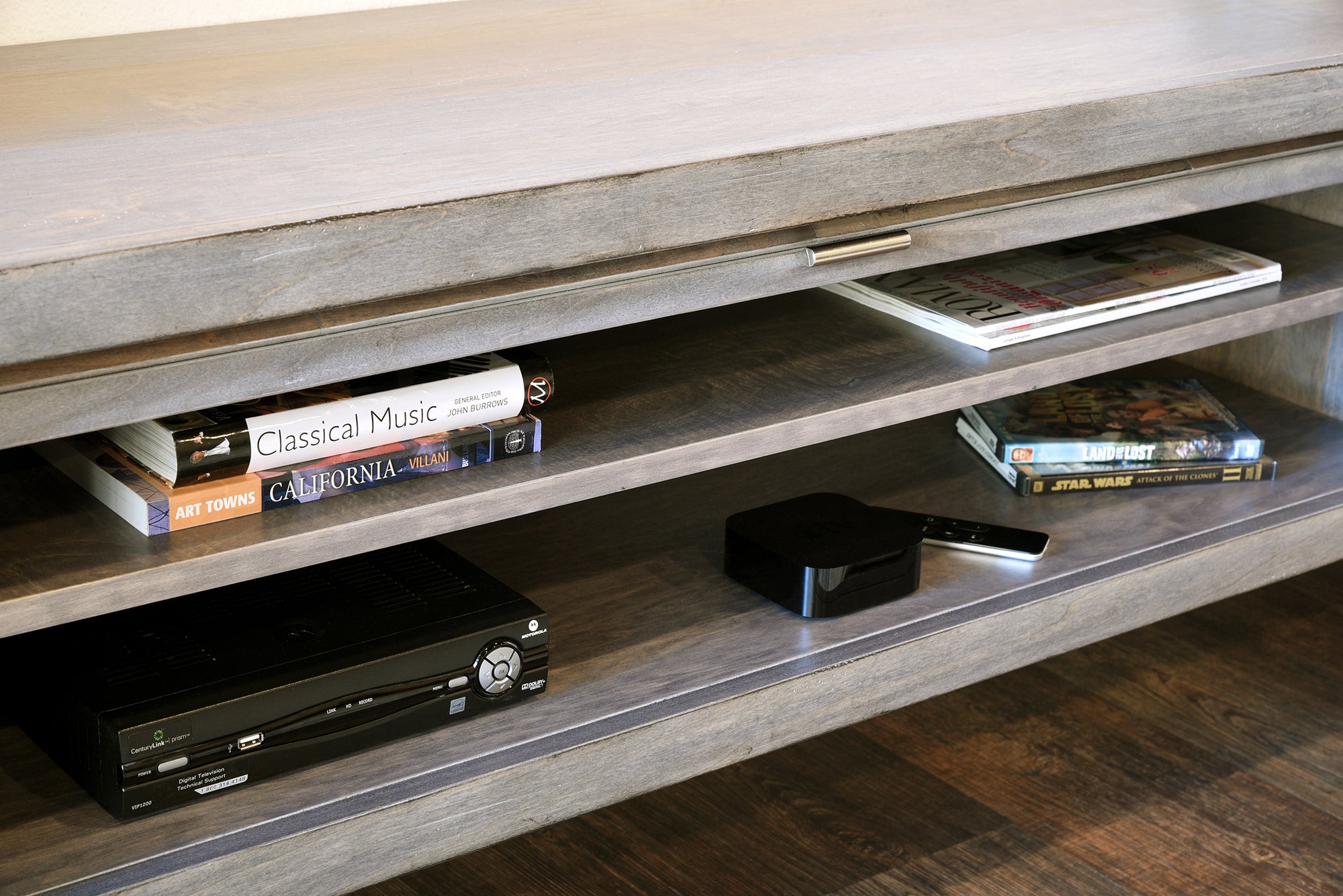 Floating TV Stand - Woodwaves - Modern Floating Entertainment Center - ECO GEO Collection - Lakewood Gray