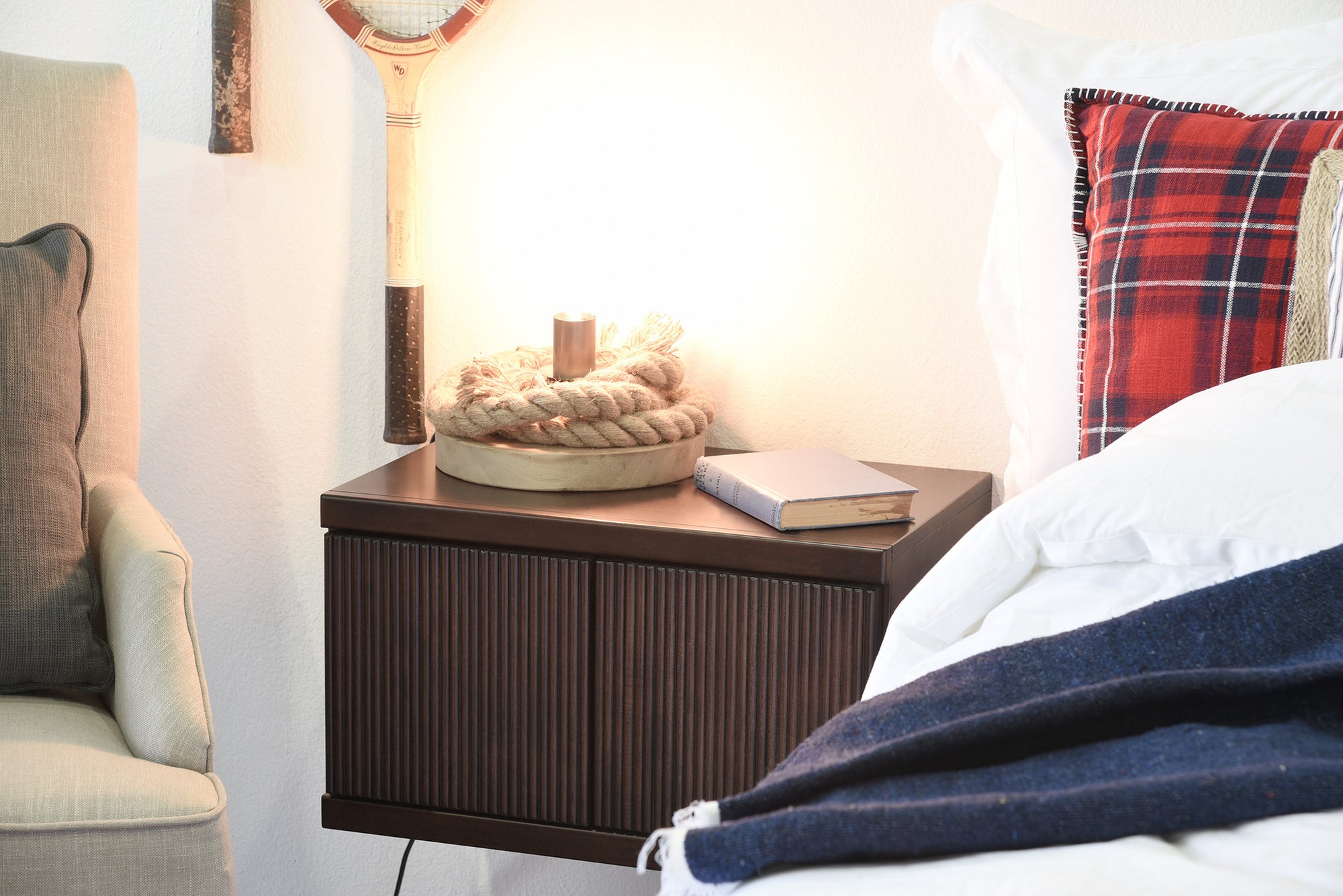 Floating Wall Mount Nightstand - Curve - Espresso