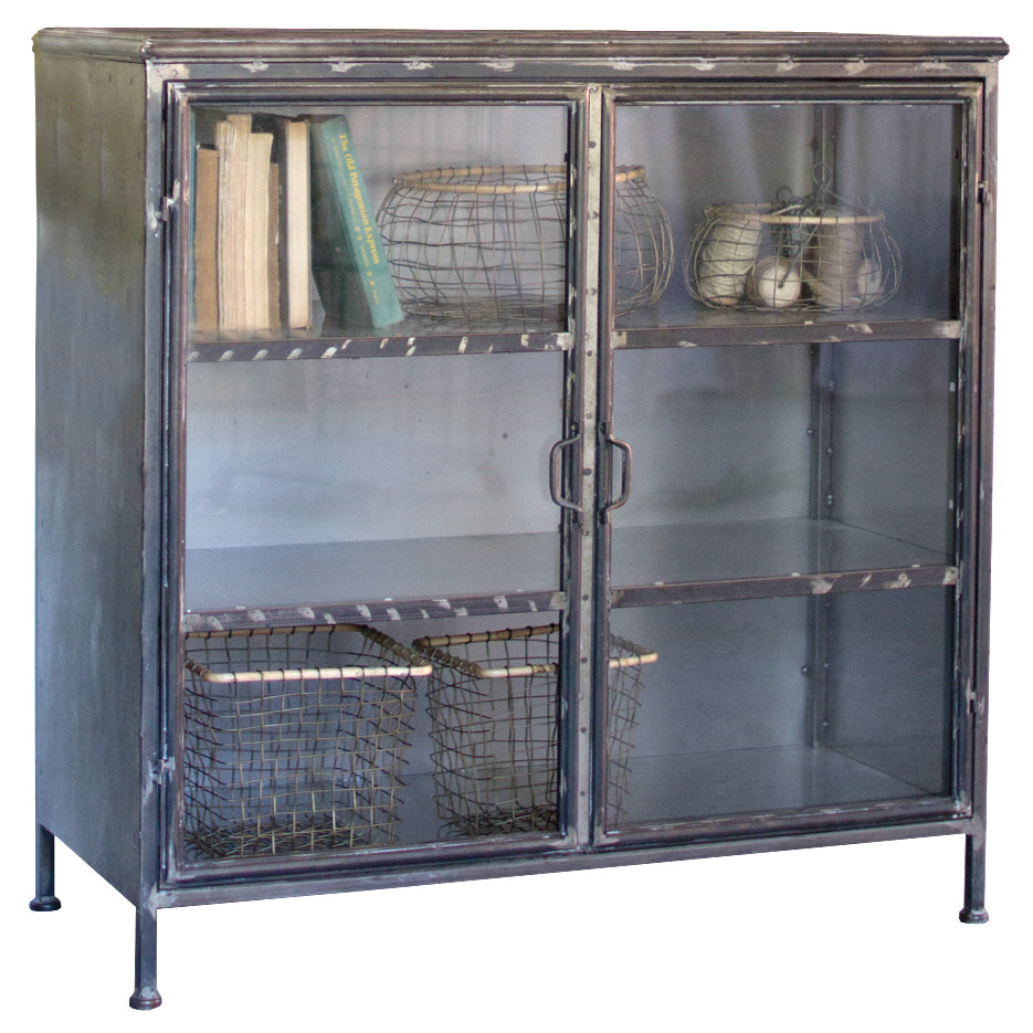Industrial Modern Glass Door Metal Storage Cabinet