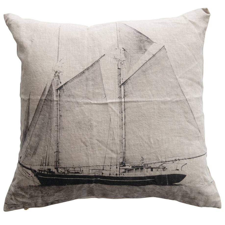 Linen Sailboat Pillow