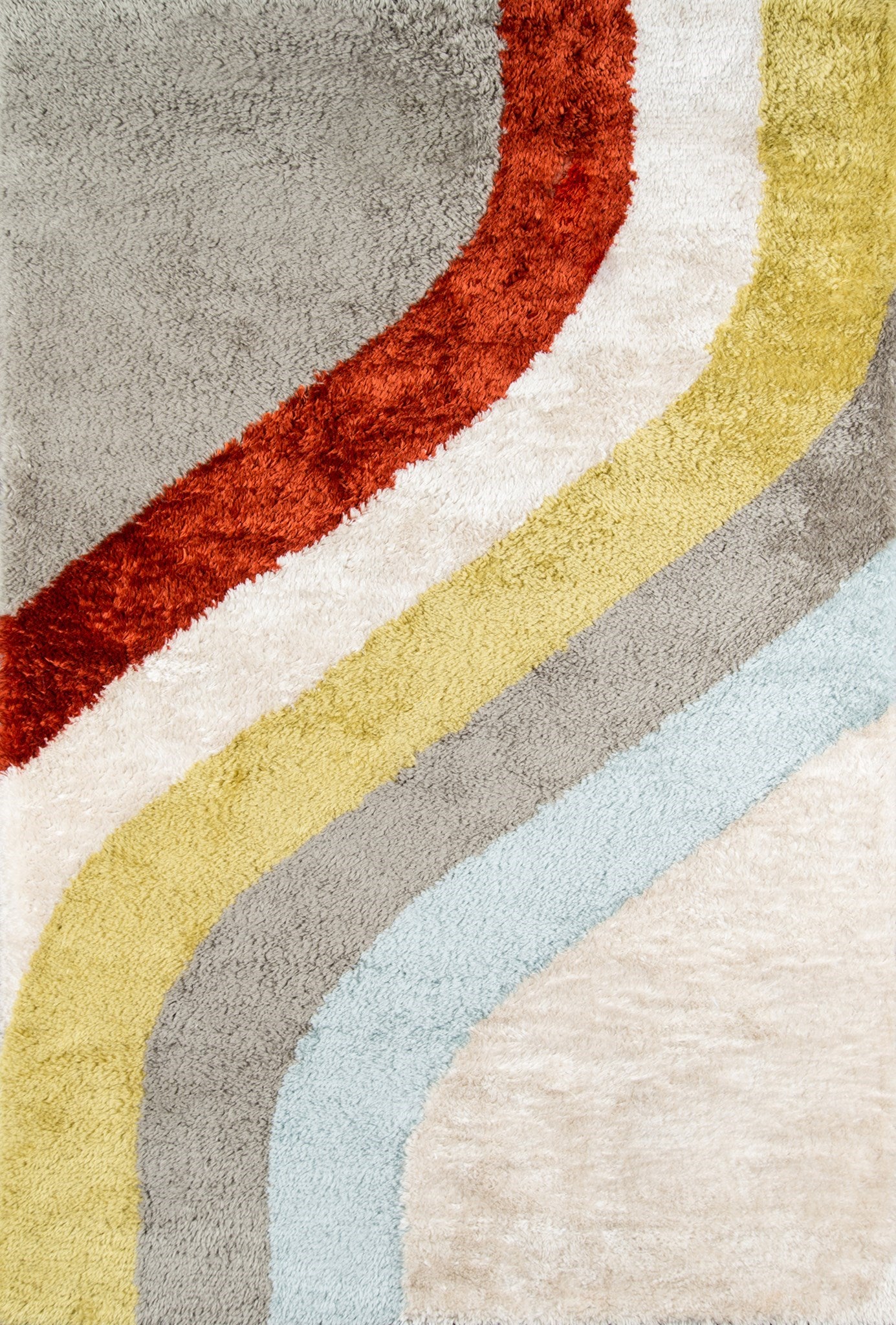 Mid Century Modern Blue Gray Stripe Retro Shag Rug - Novogratz Retro
