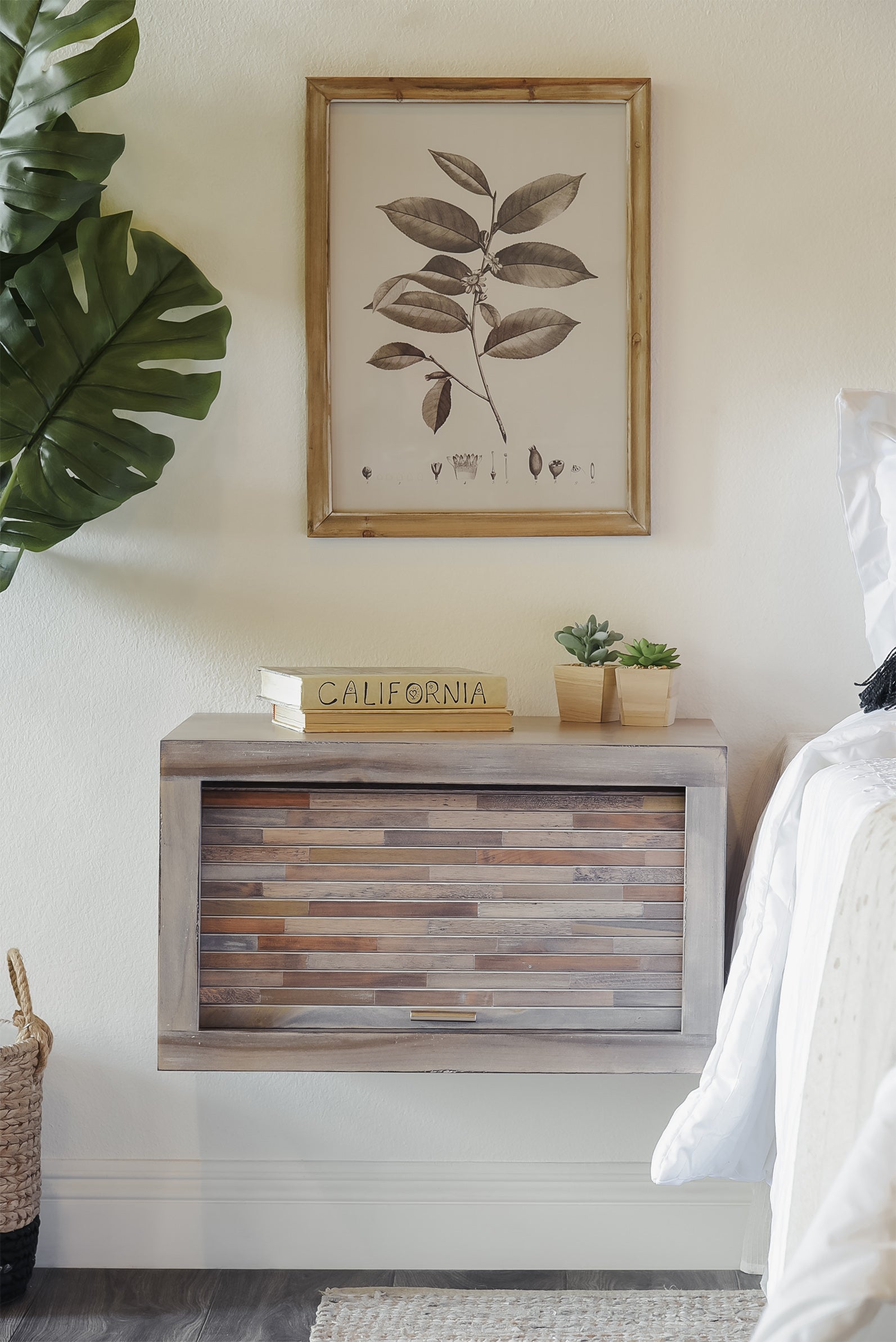 Modern Floating Nightstand All Wood Wall Mount End Table - ECO GEO - Lakewood Gray