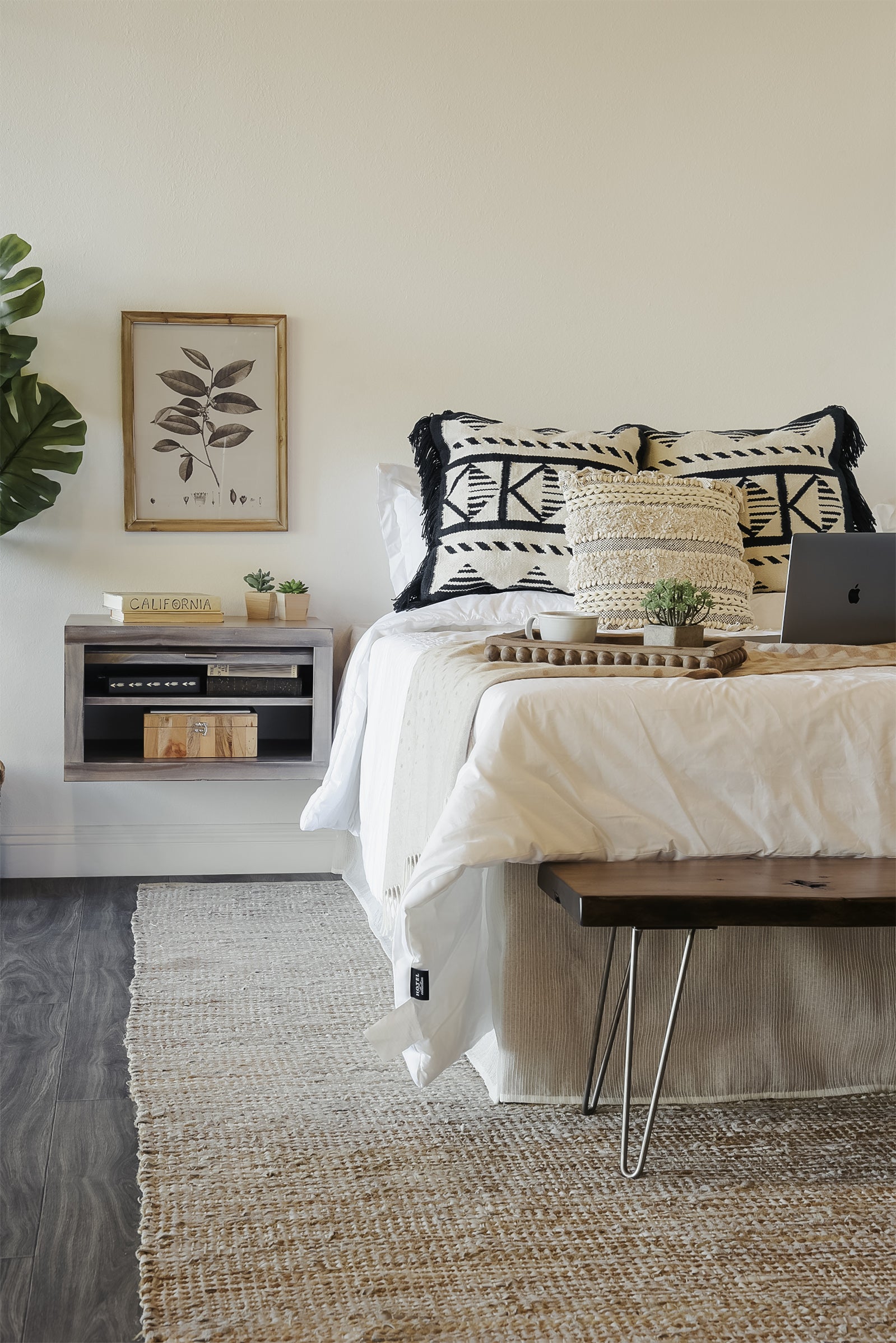 Modern Floating Nightstand All Wood Wall Mount End Table - ECO GEO - Lakewood Gray