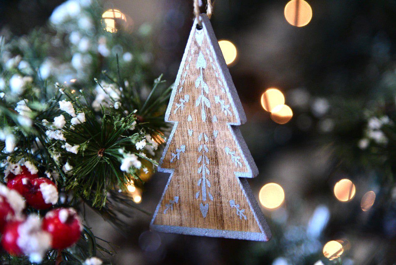 Wooden Tree Christmas Ornaments