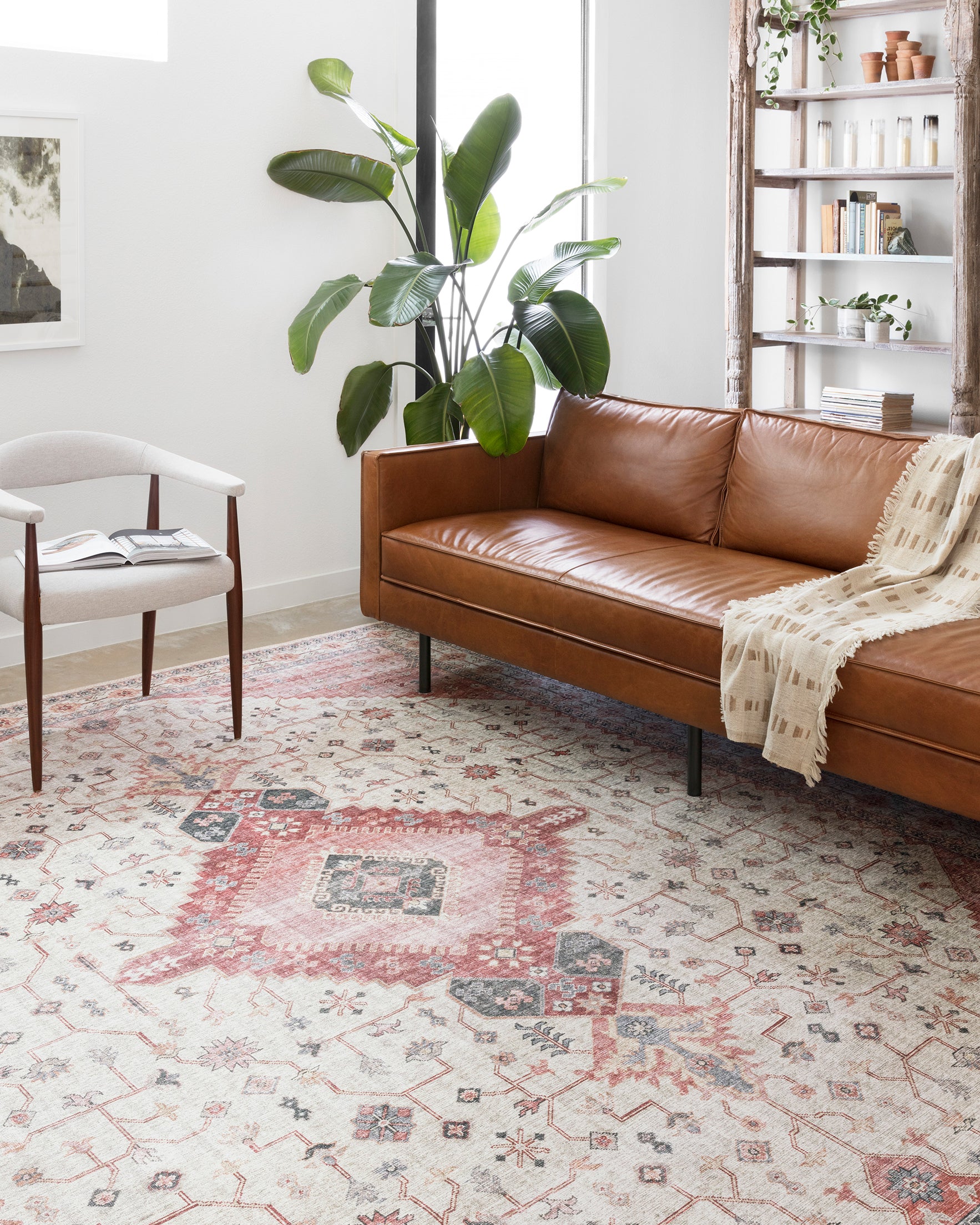 Pink and Gray Southwestern Boho Bohemian Persian Style Rug