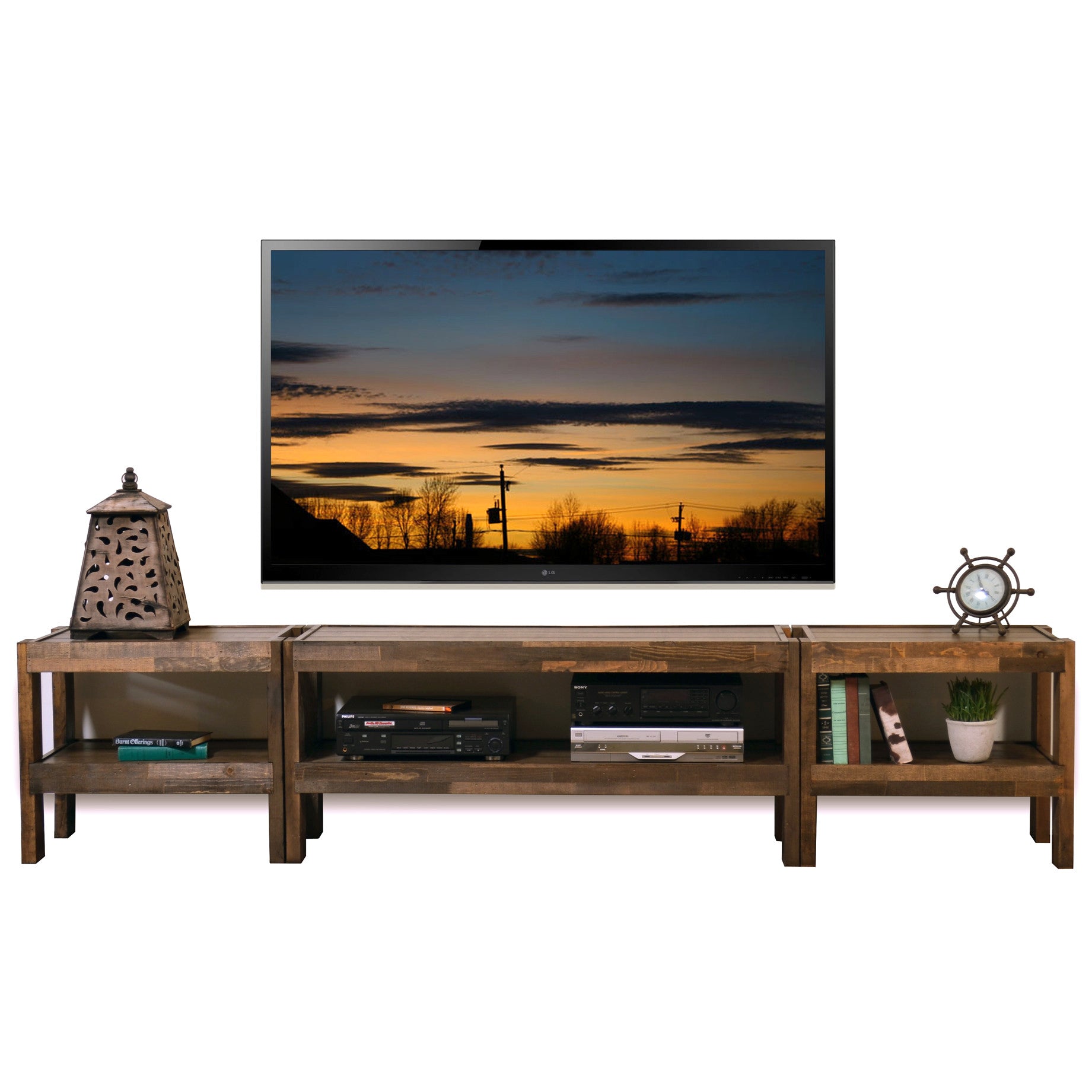 Rustic Wood TV Stand Entertainment Center Console - presEARTH Spice