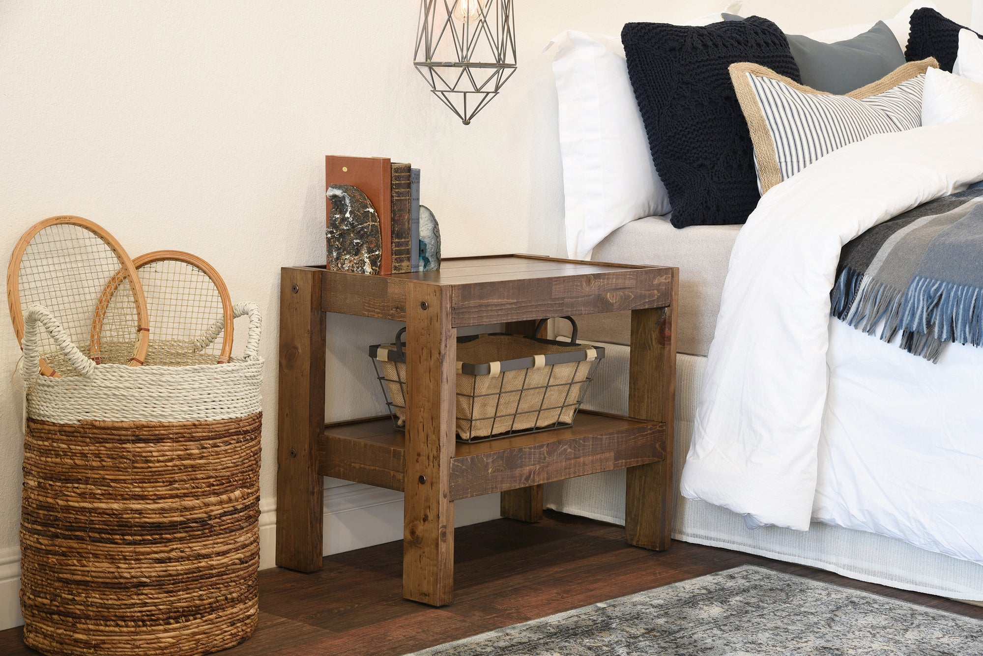 Handcrafted Rustic Wood End Side Table Nightstand - presEARTH - Spice