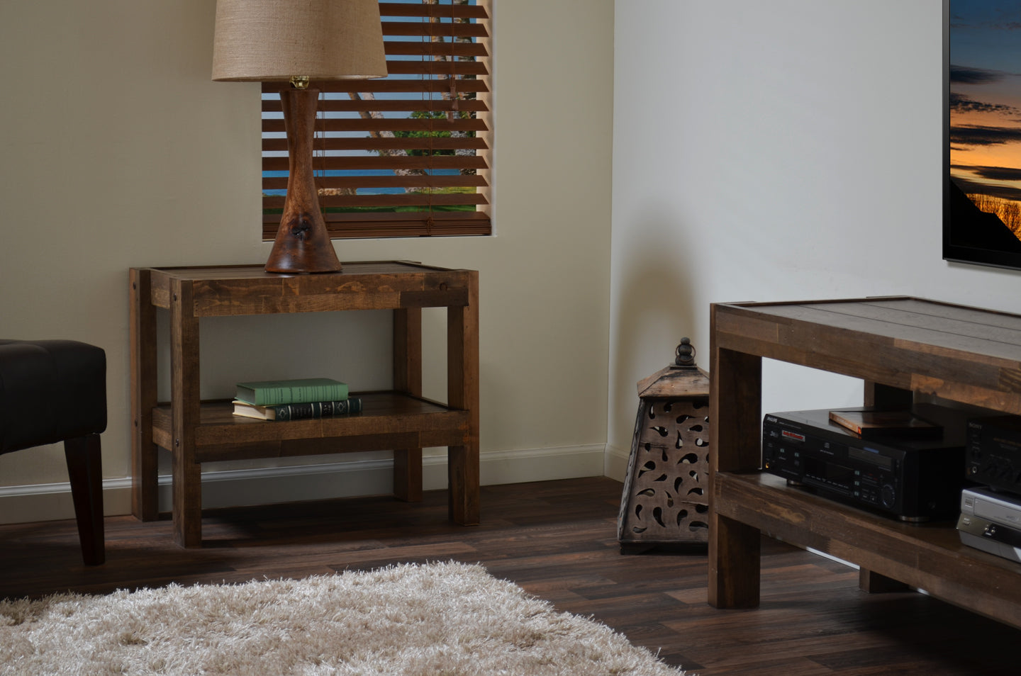 Handcrafted Rustic Wood End Side Table Nightstand - presEARTH - Spice