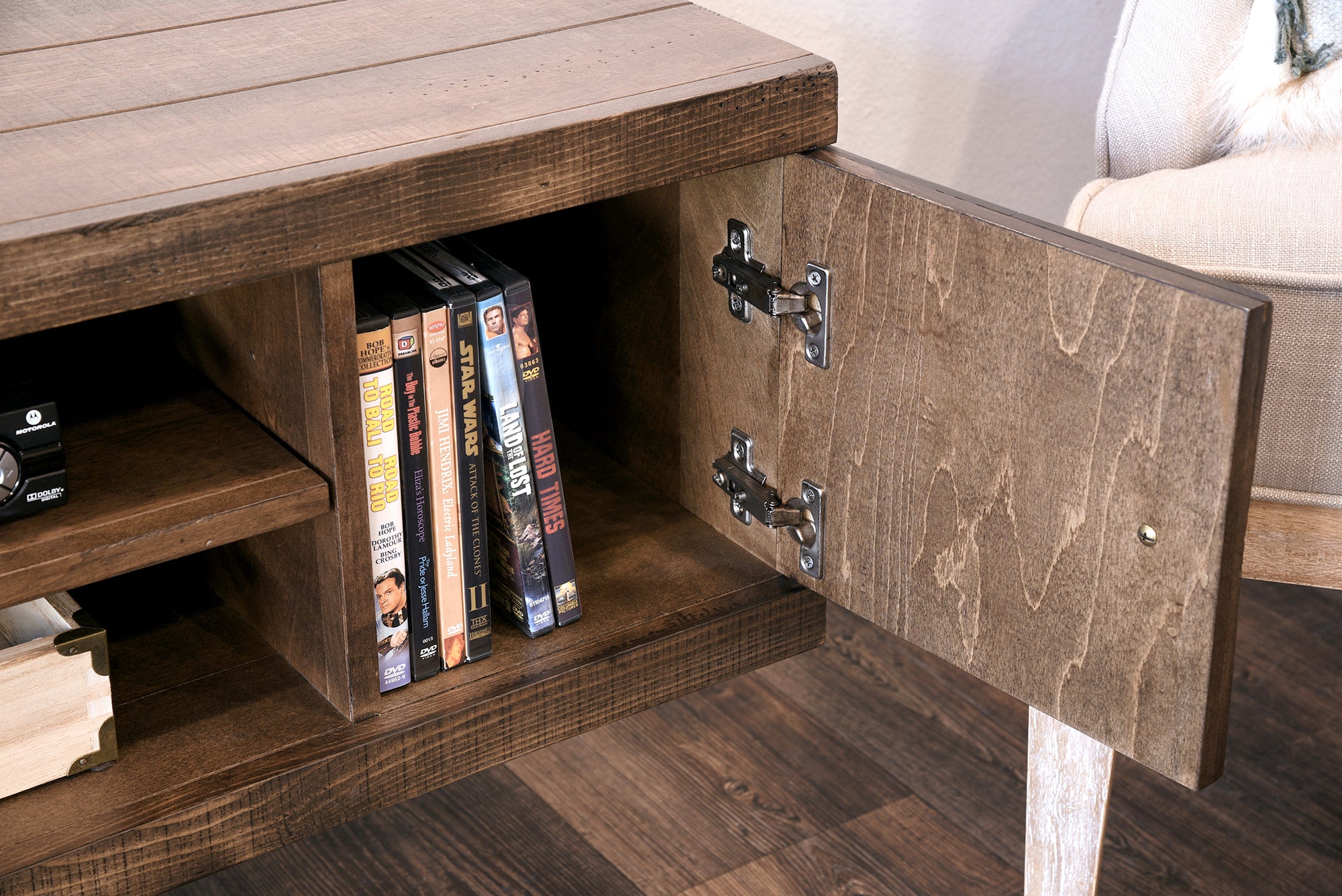 Floating TV Stand - Woodwaves - Rustic Floating Entertainment Center - Farmhouse Collection - Spice