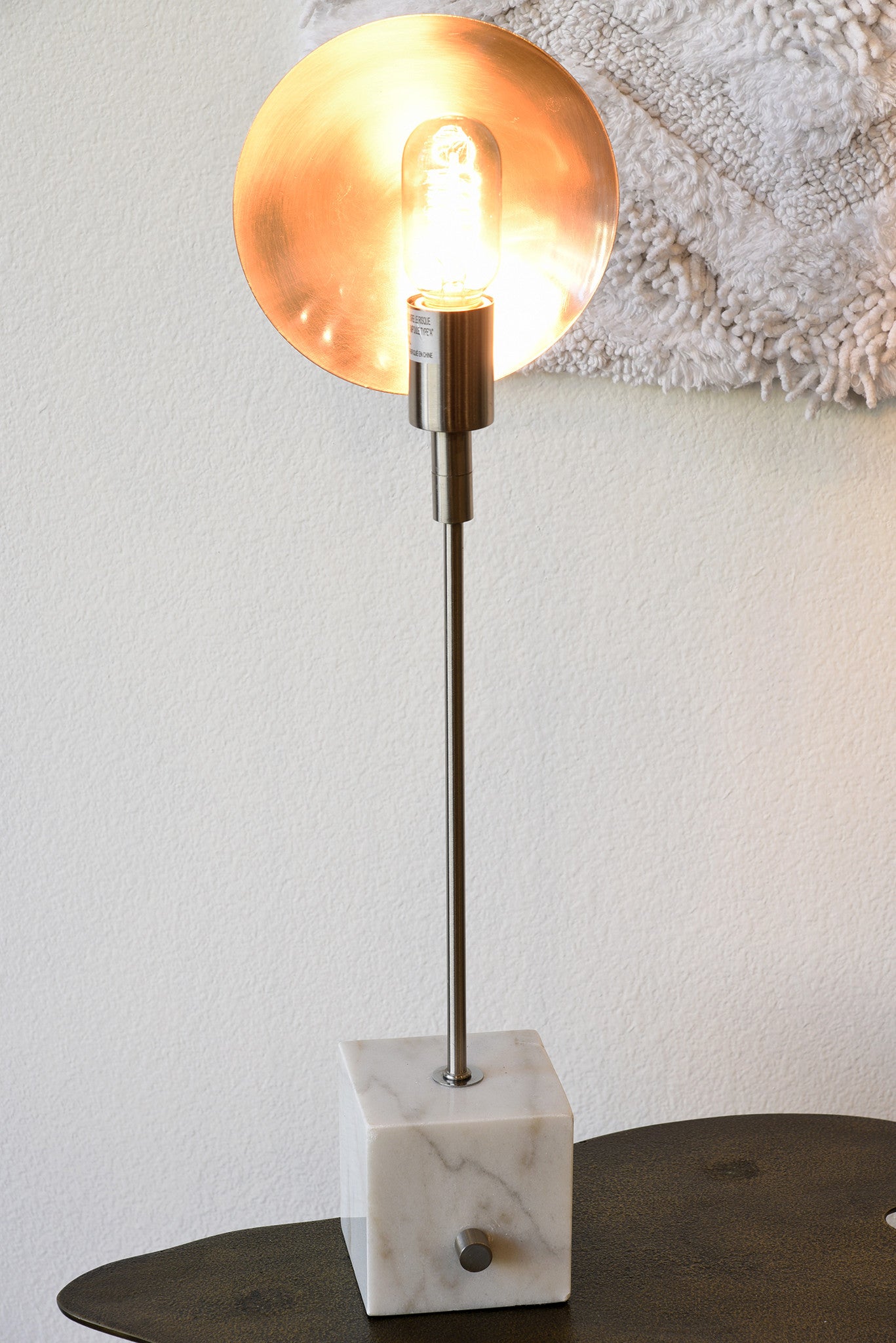 Marble and Nickel Edison Reflector Table Lamp