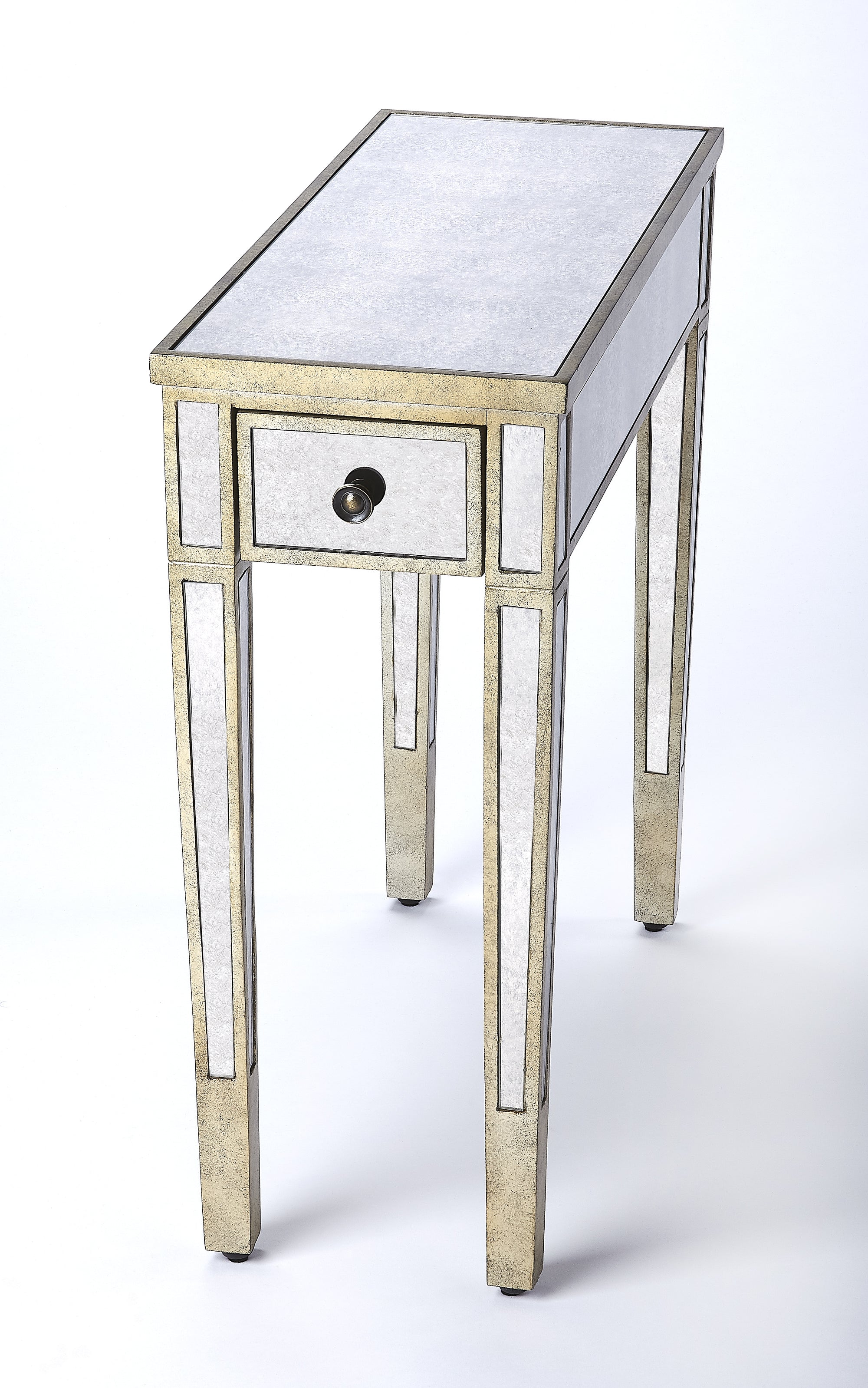 Rectangular Silver Mirror Transitional End Table