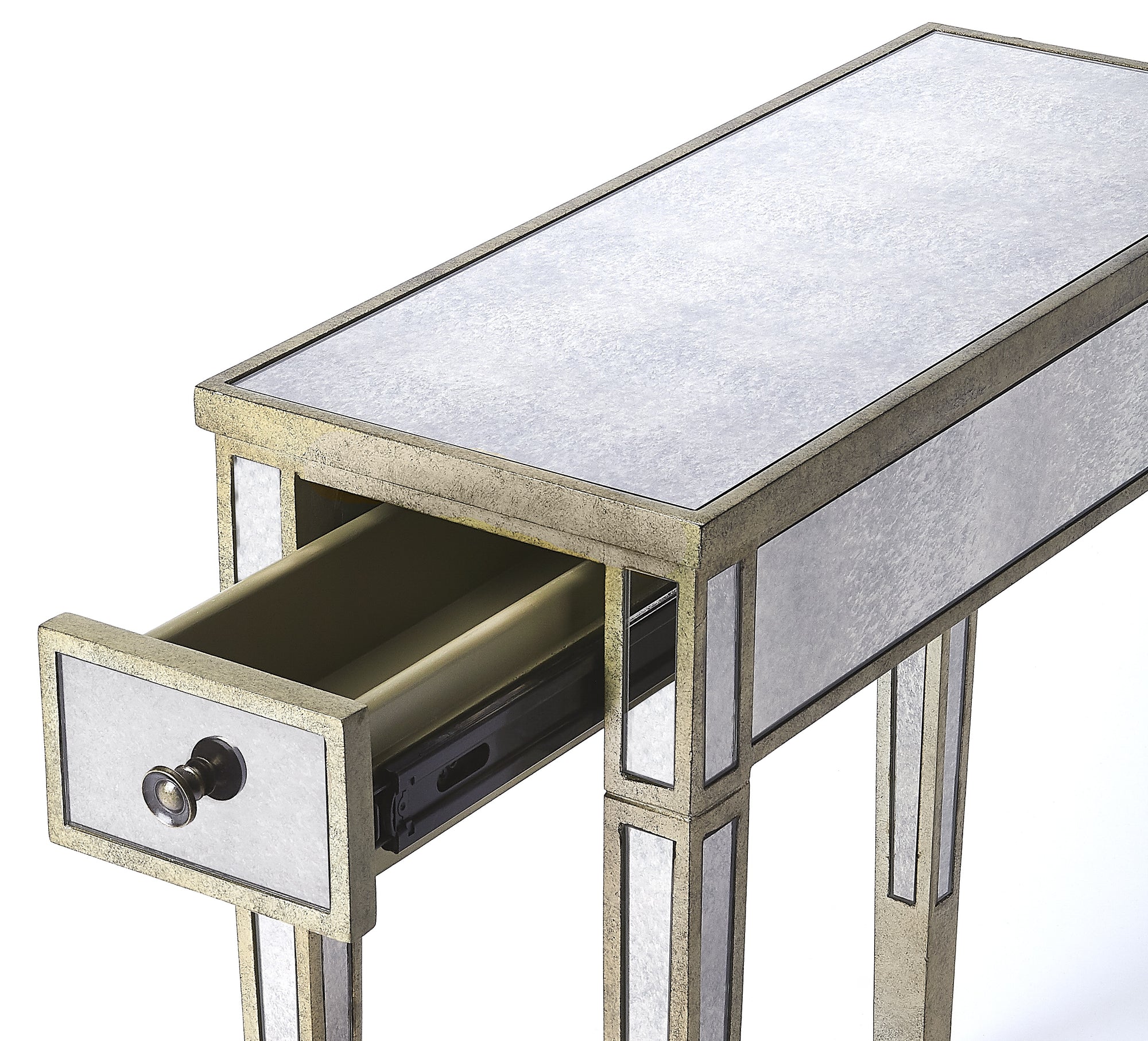 Rectangular Silver Mirror Transitional End Table