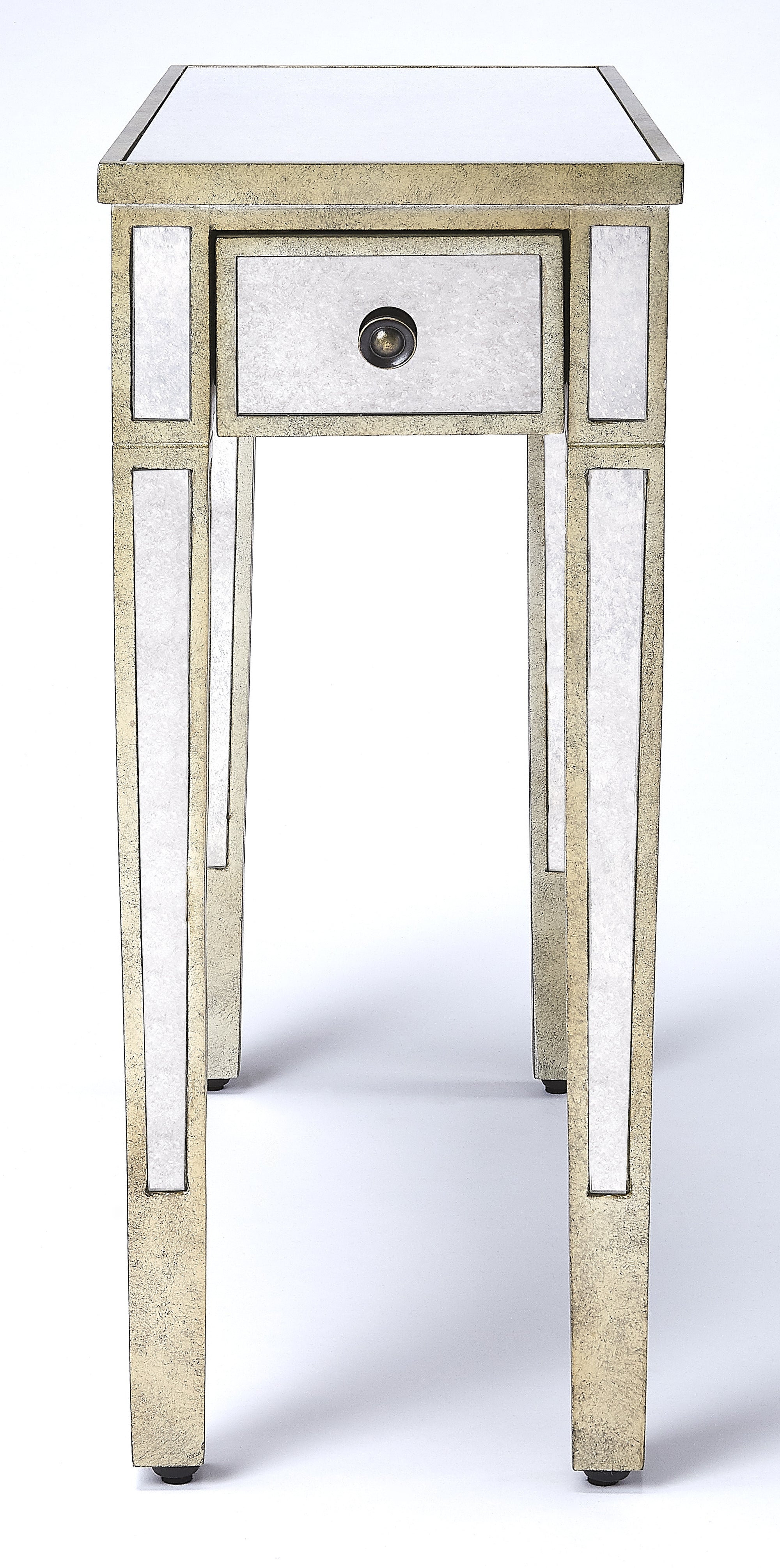 Rectangular Silver Mirror Transitional End Table