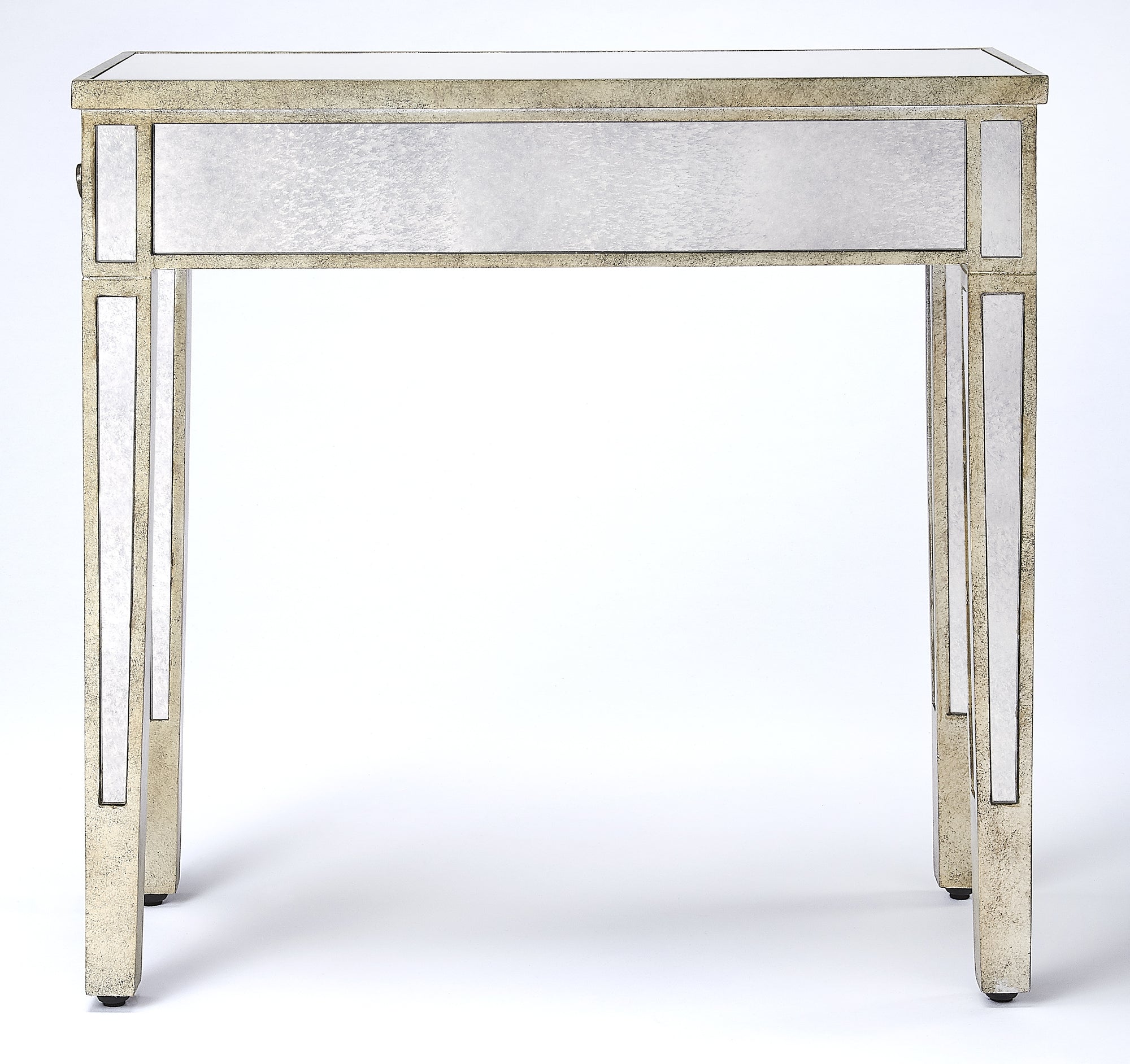 Rectangular Silver Mirror Transitional End Table