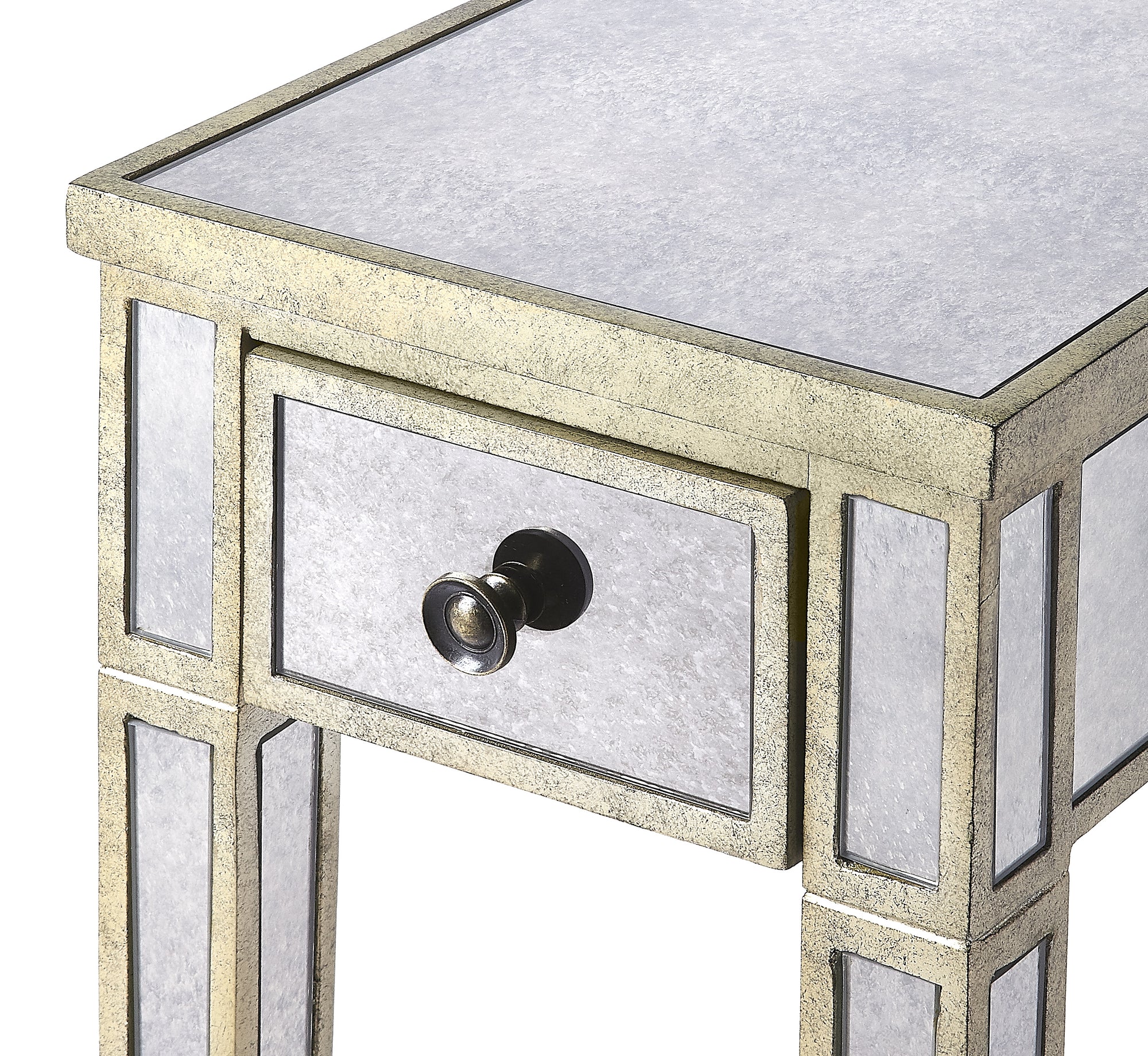 Rectangular Silver Mirror Transitional End Table
