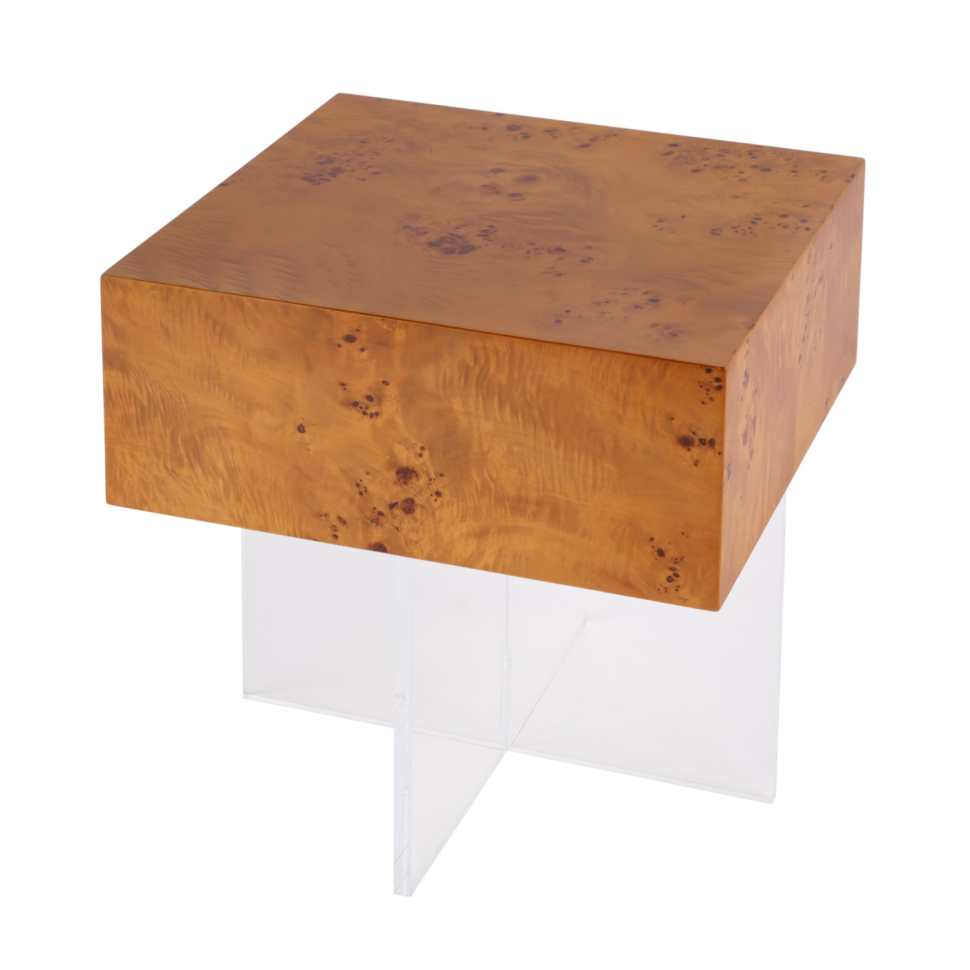 Square Brown With A Clear Base Modern & Contemporary End Table