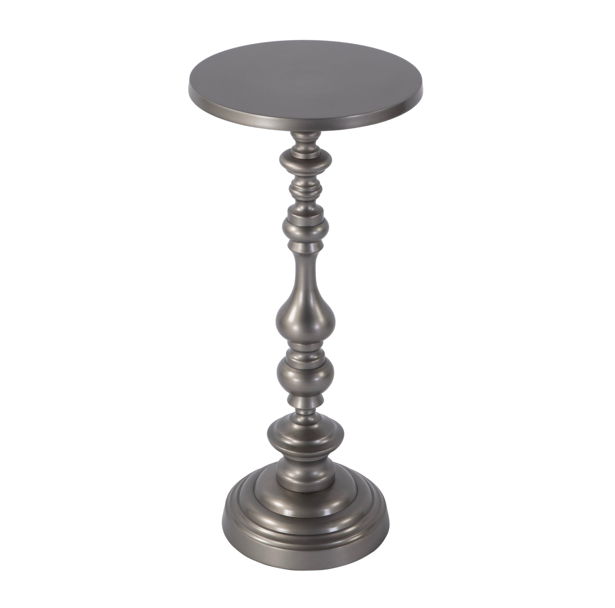 Round Silver Industrial End Table