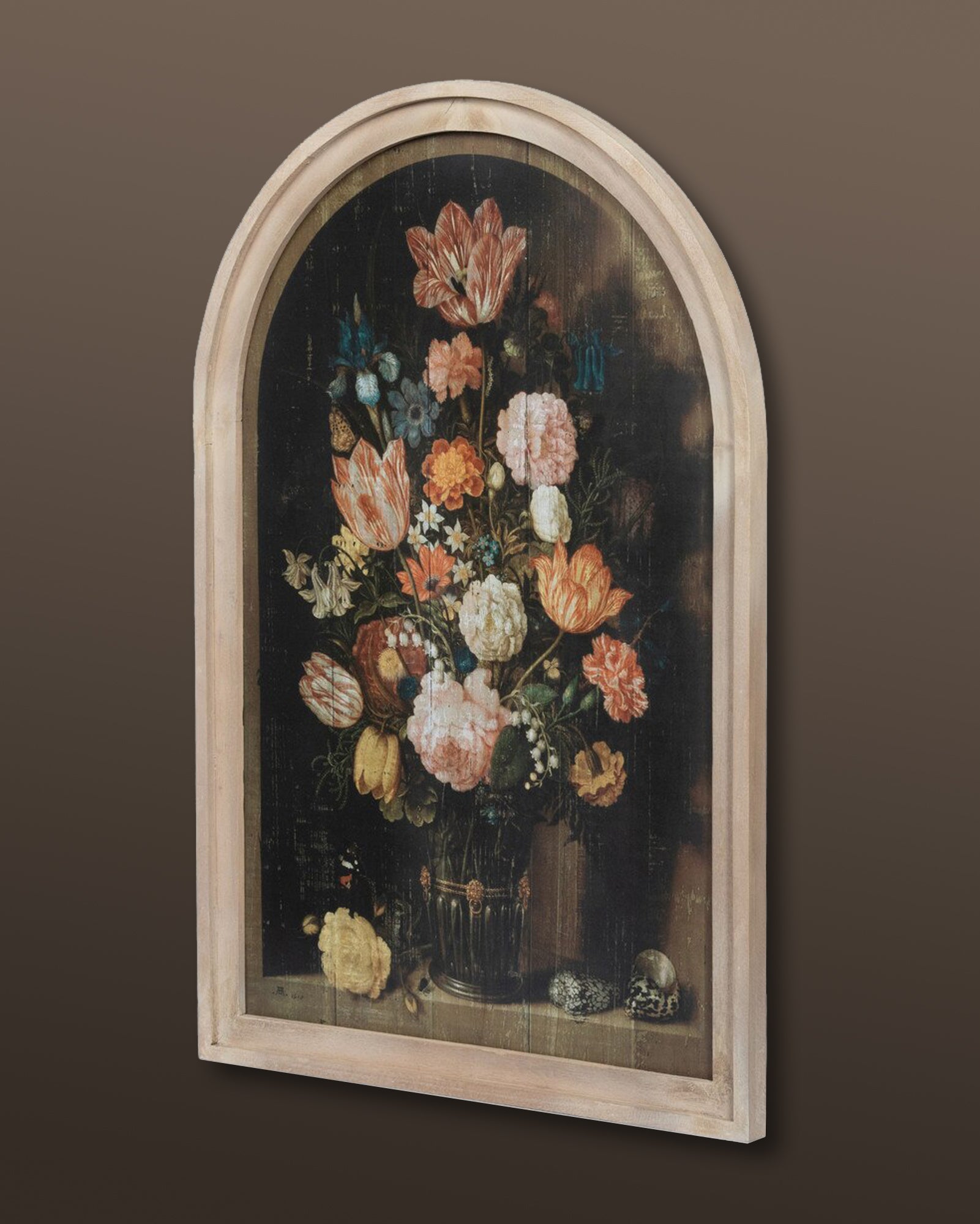 Arched Dark Floral Flower Vase Wall Art Set