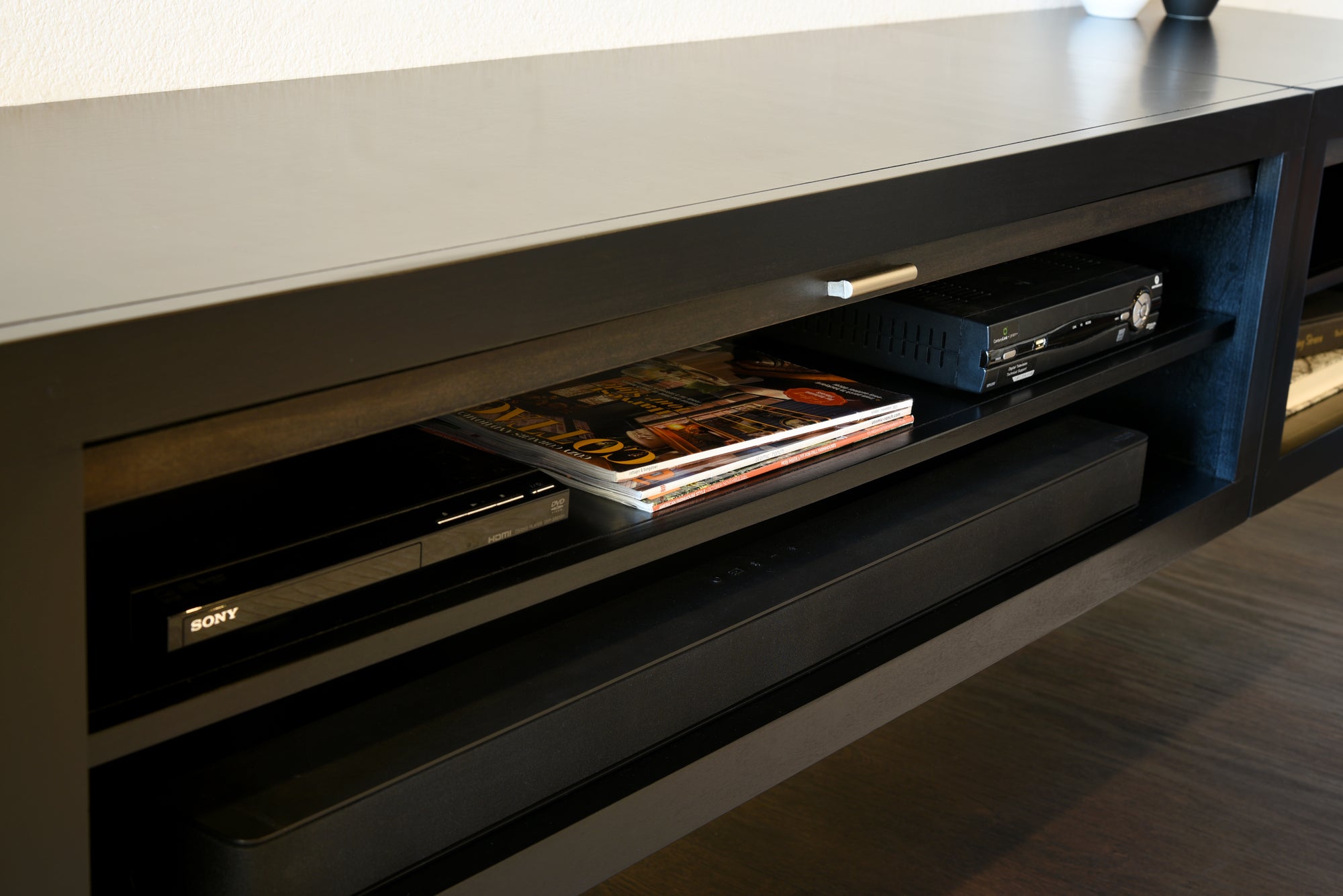 Black Floating TV Stand Modern Wall Mount Floating Entertainment Center - ECO GEO