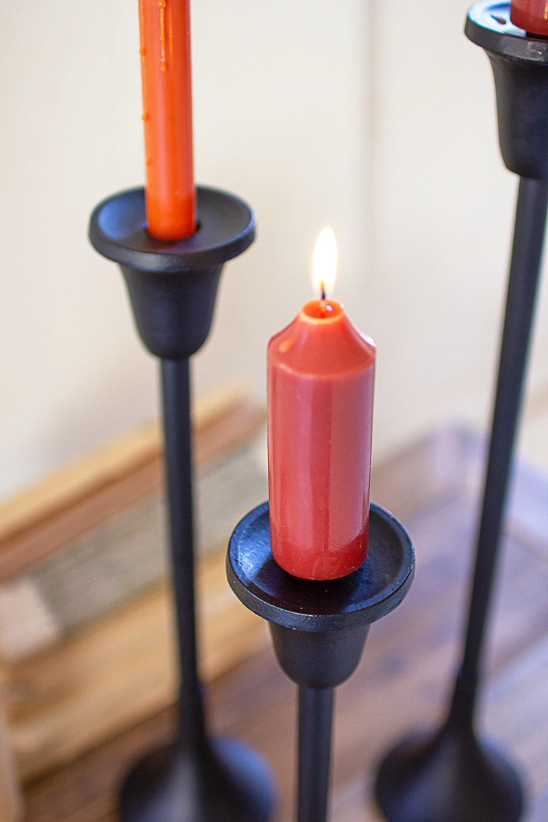 Black Metal Taper Candle Stands - Set Of 3