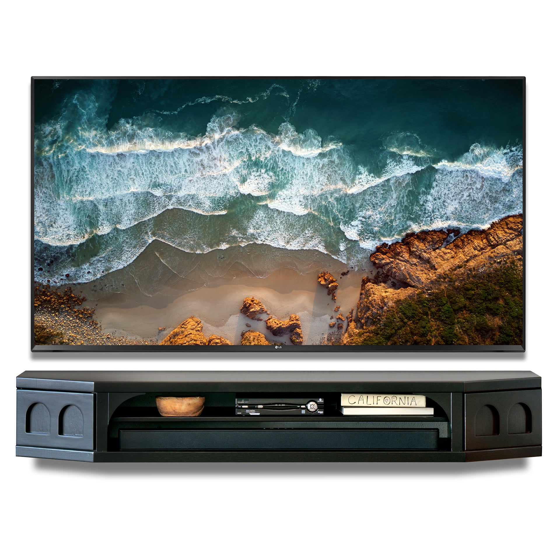 Floating TV Stand Wall Mount Media Console - Santa Barbara - Black