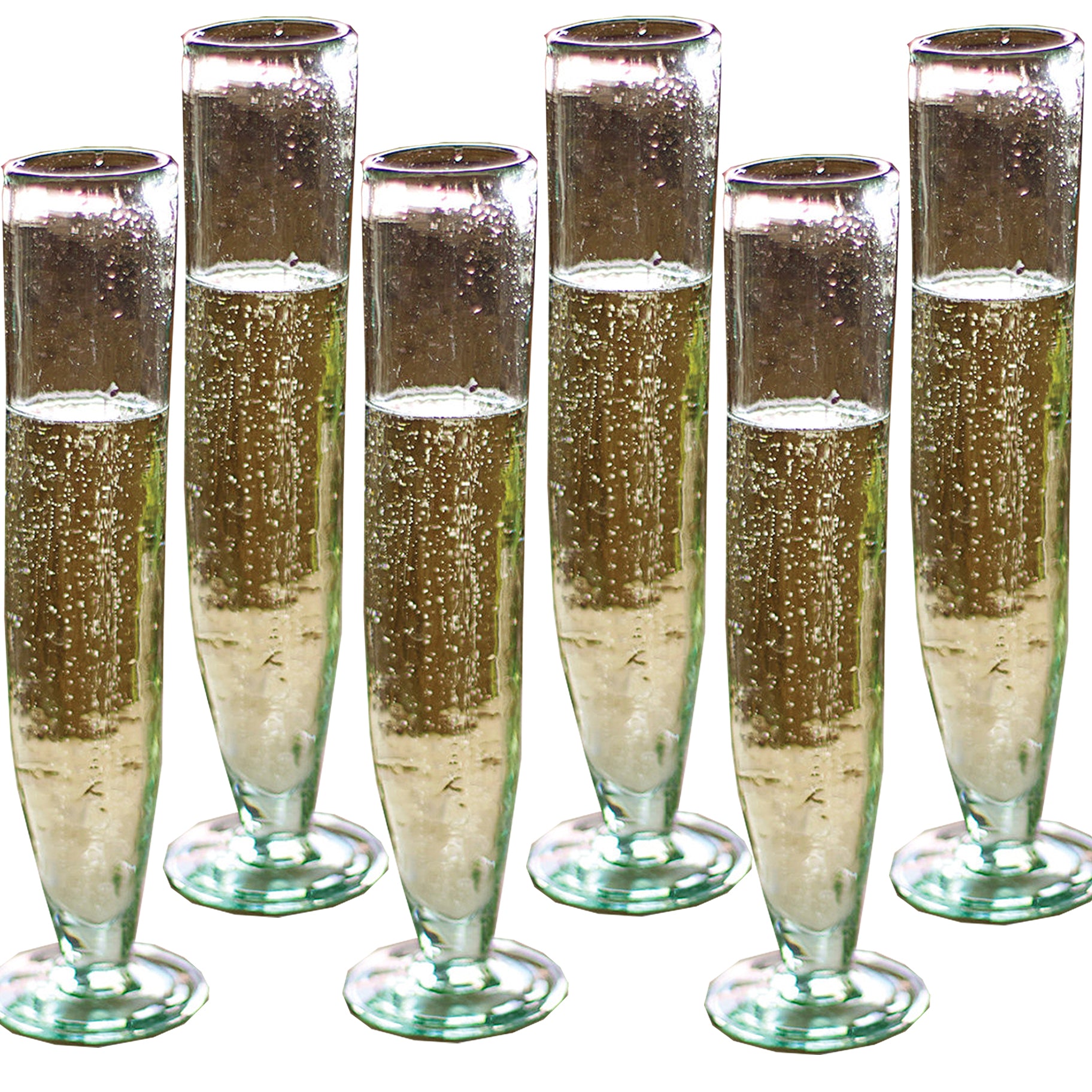 Blown Glass Tall Champagne Flutes - Set of 6